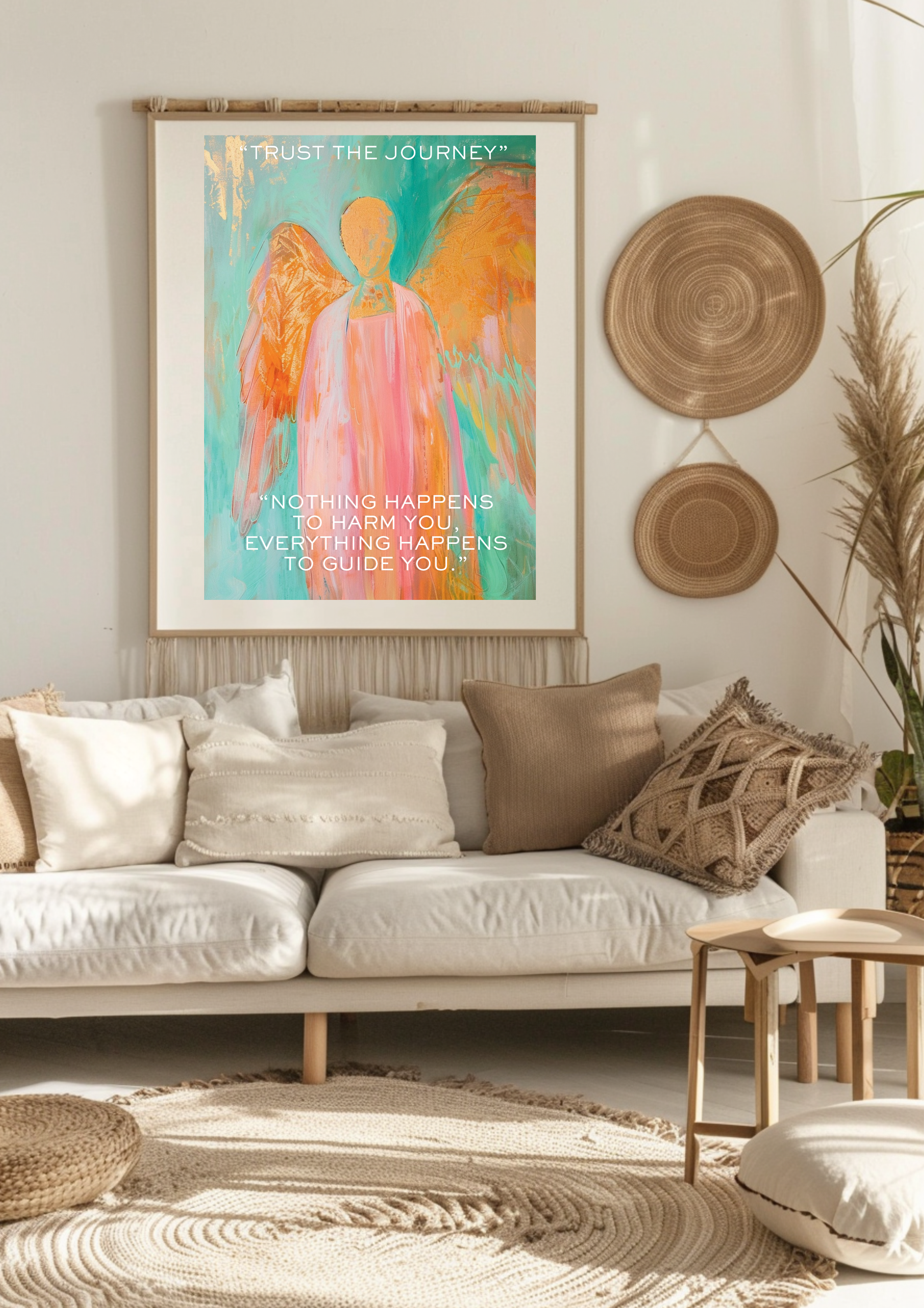 Schutzengel Poster "Trust the Journey" | Spirituelle Wandkunst | Engel Kunstdruck | Vertrauen Affirmation | Designer Wanddeko