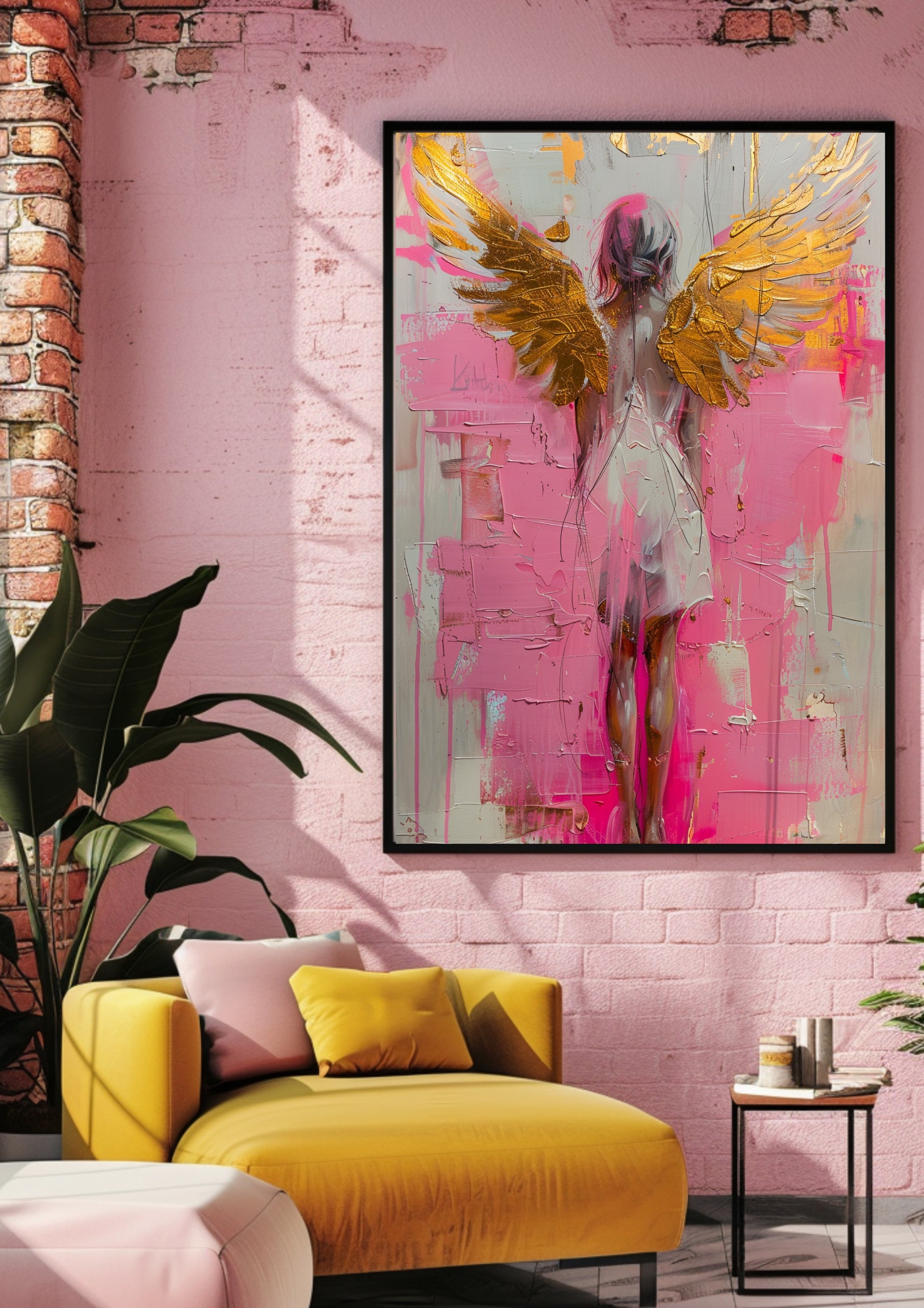 Poster-Engel Wandbild Pink Gold – Moderne Wandkunst Poster Boho Stil