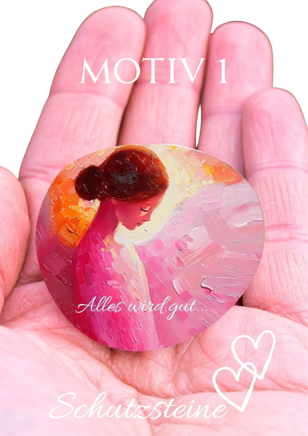 Schutzengel Glücksstein bedruckter Engelstein auf Deutsch kleiner Schutz für unterwegs Pocket