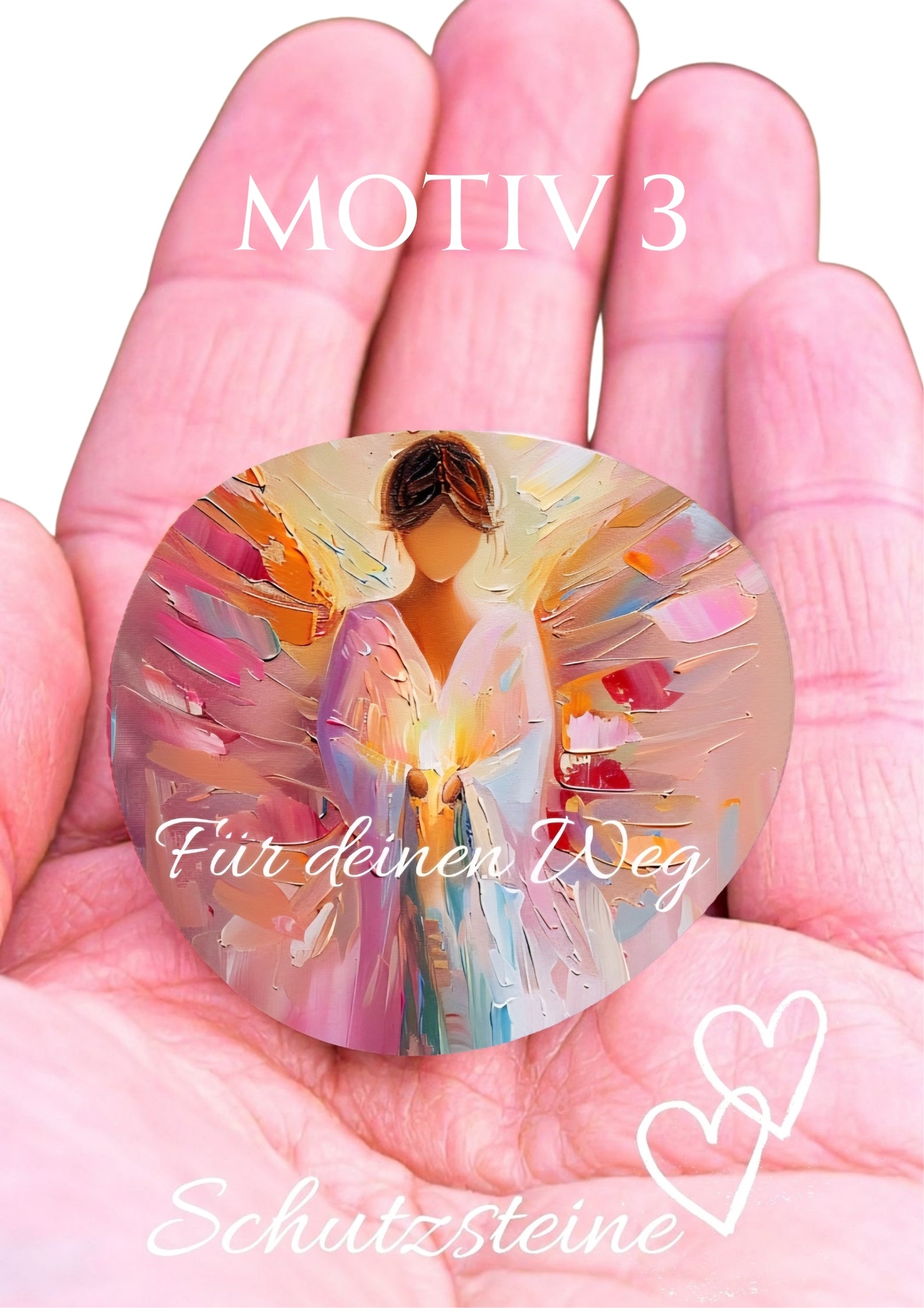 Schutzengel Glücksstein bedruckter Engelstein auf Deutsch kleiner Schutz für unterwegs Pocket