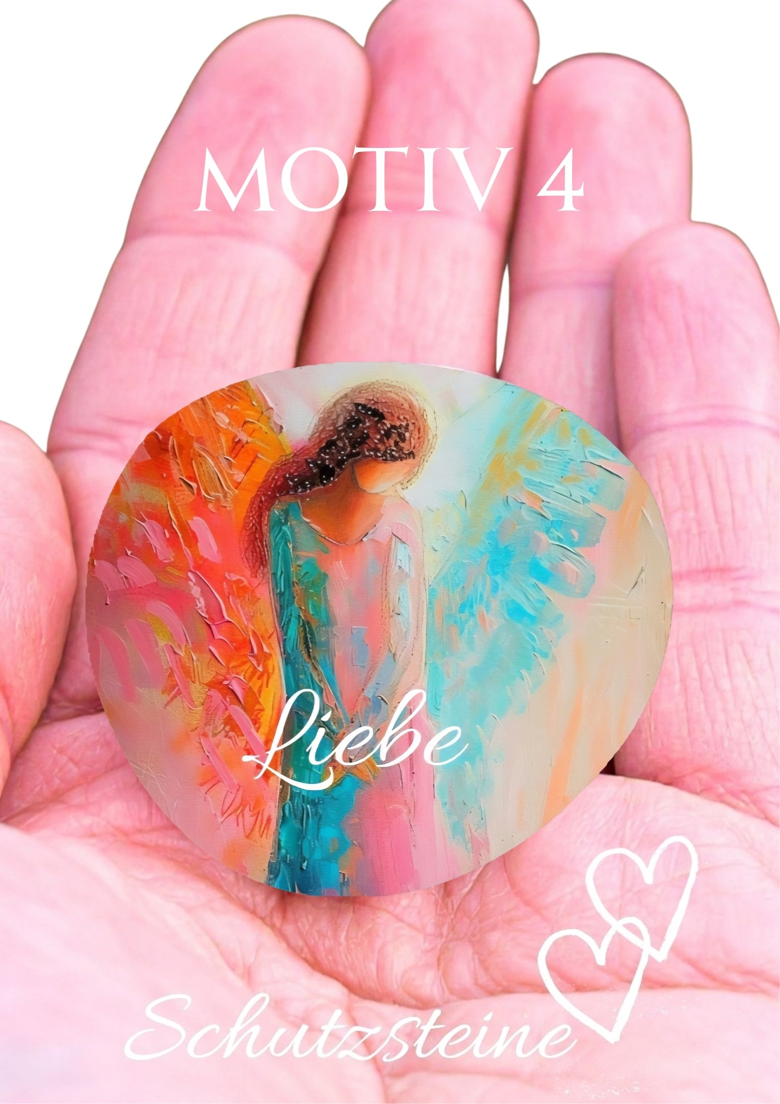 Schutzengel Glücksstein bedruckter Engelstein auf Deutsch kleiner Schutz für unterwegs Pocket