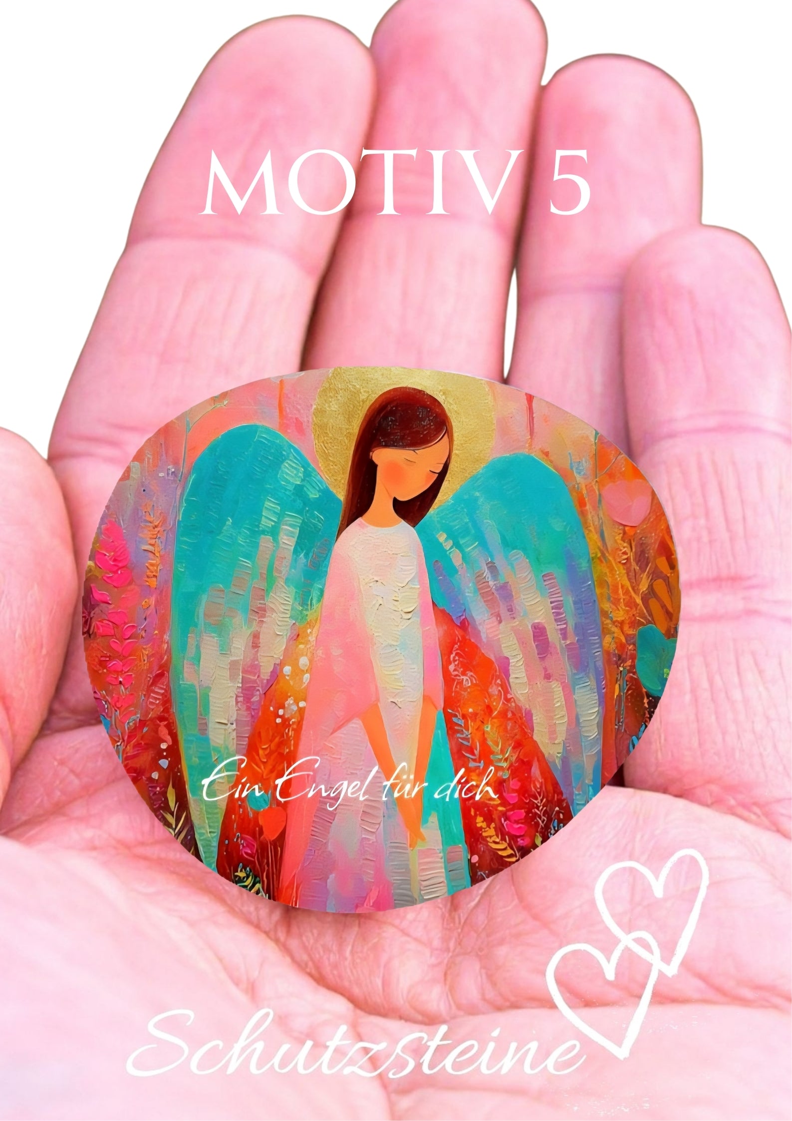 Schutzengel Glücksstein bedruckter Engelstein auf Deutsch kleiner Schutz für unterwegs Pocket