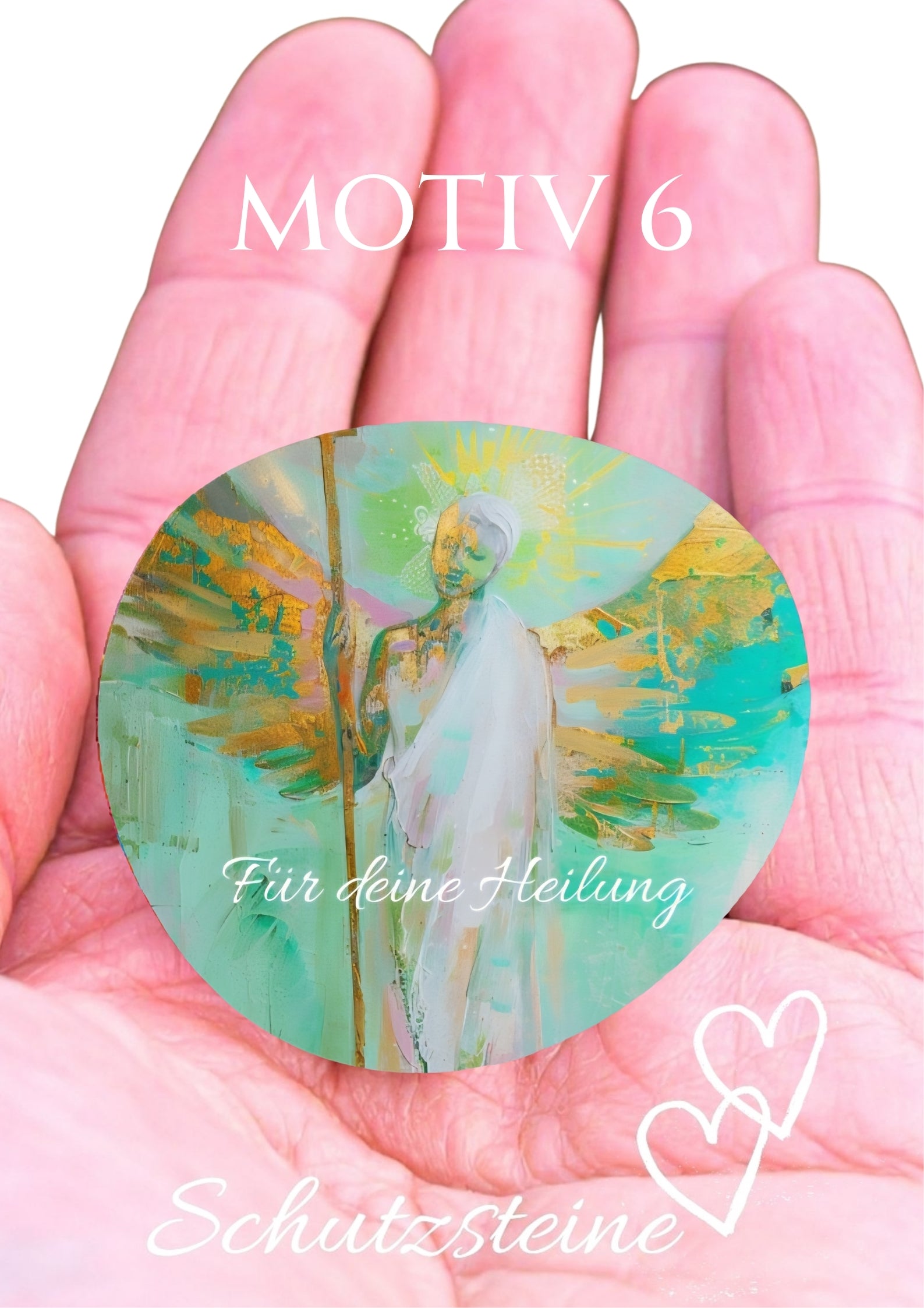 Schutzengel Glücksstein bedruckter Engelstein auf Deutsch kleiner Schutz für unterwegs Pocket
