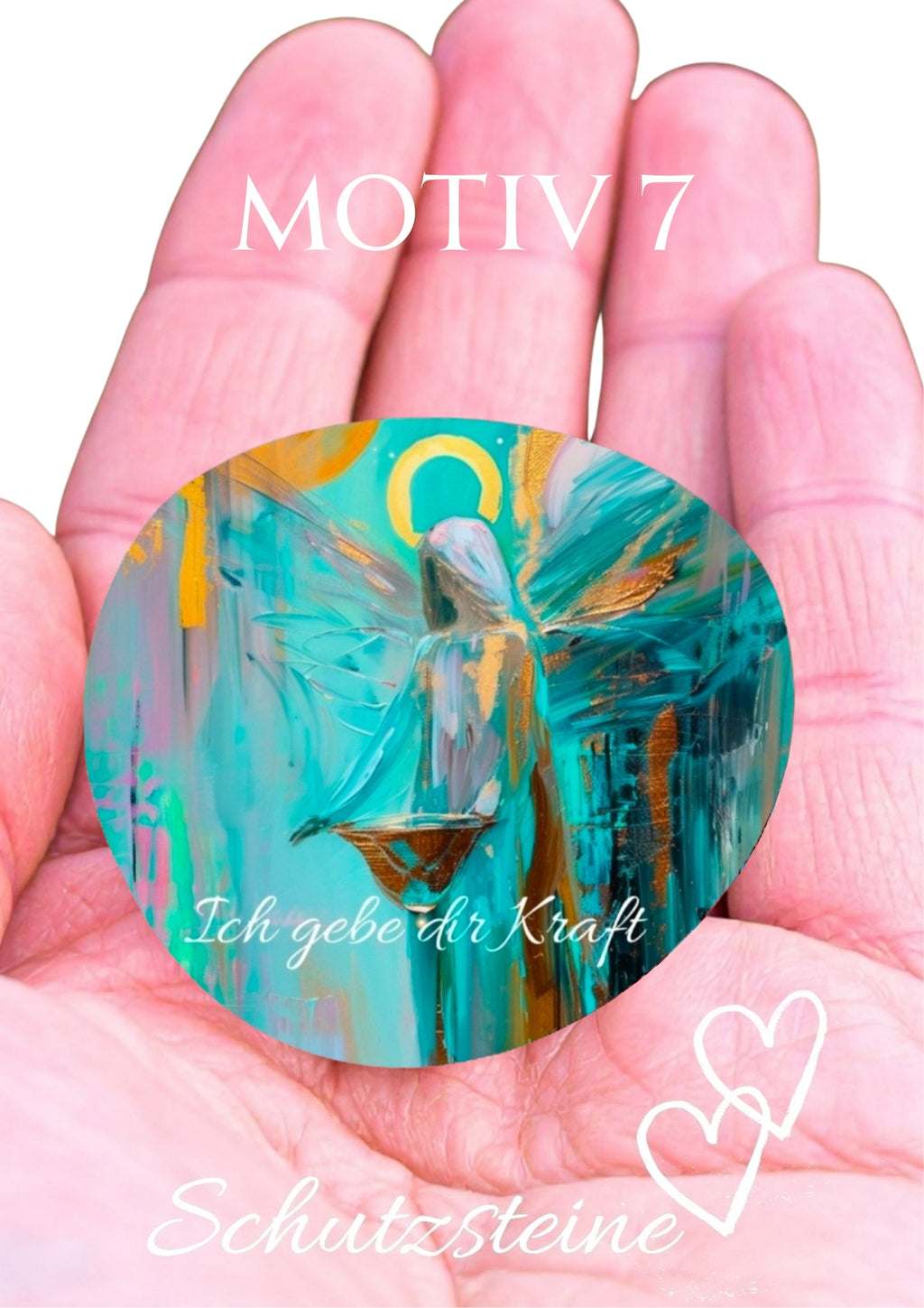 Schutzengel Glücksstein bedruckter Engelstein auf Deutsch kleiner Schutz für unterwegs Pocket