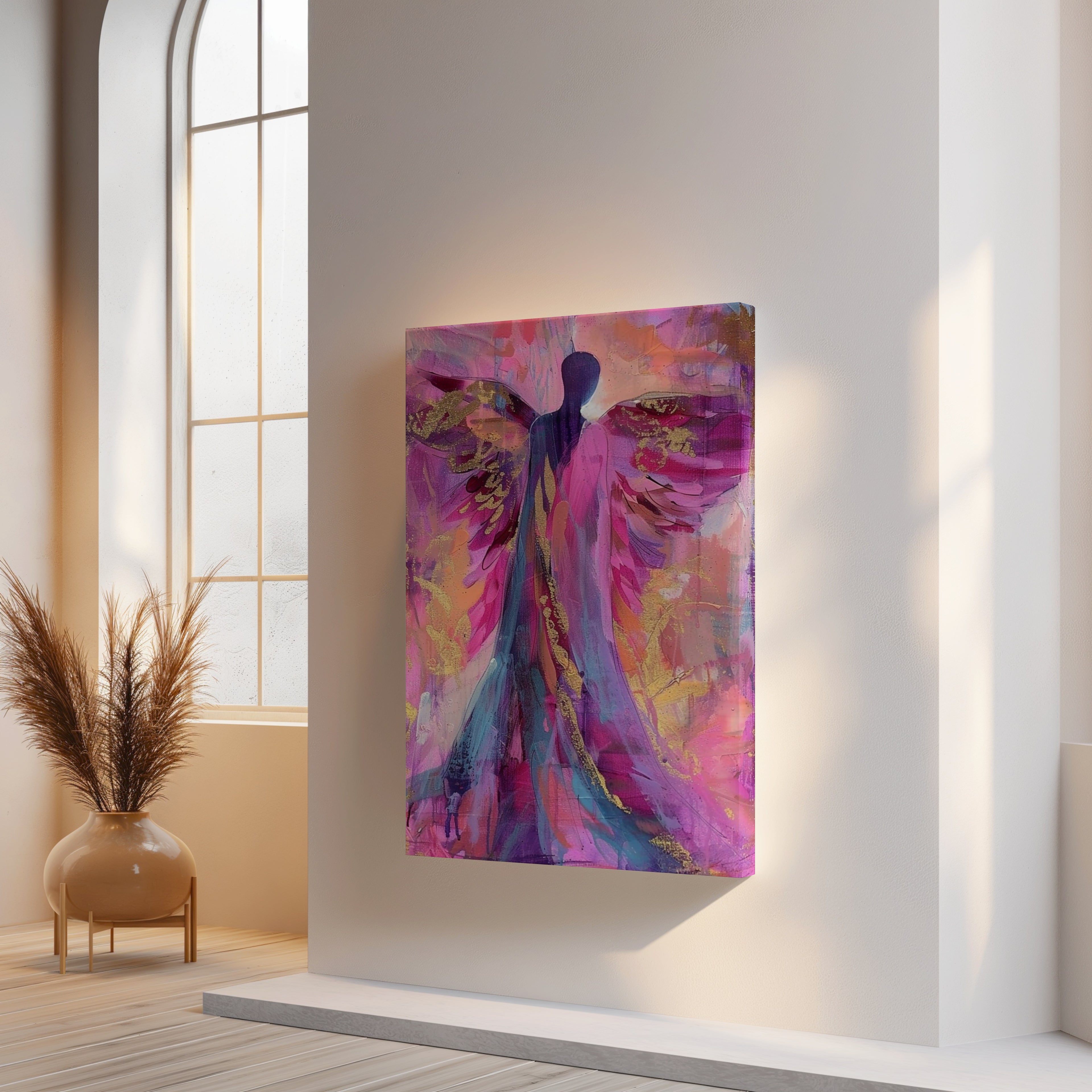 Engel Leinwandbild auf Keilrahmen – Spirituelles Engelbild, Soul Art Wandbild, Heilende Kunst, Moderne spirituelle Wanddekoration