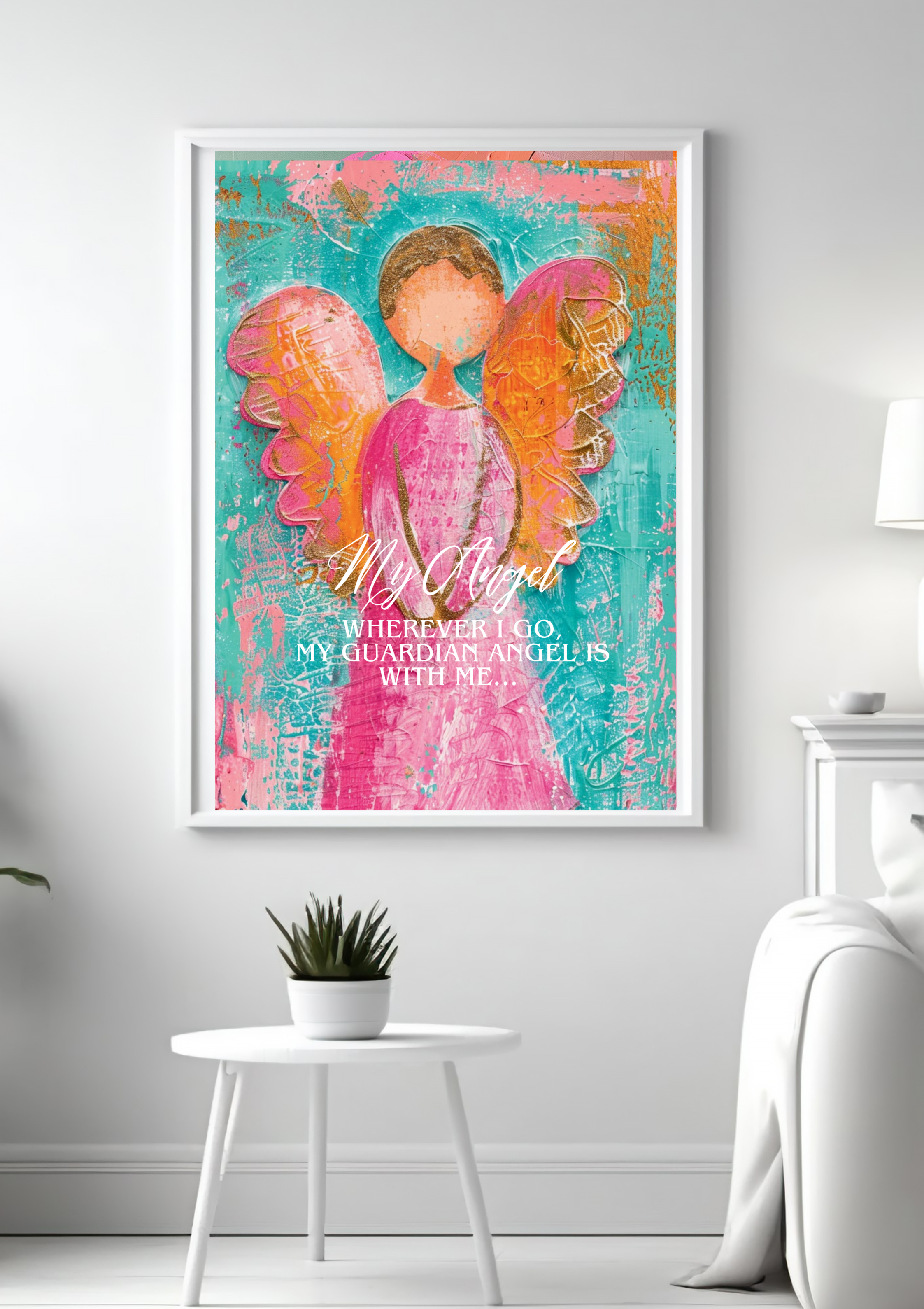 Engell Poster, Schutzengel Wandbild, Engel Kunstdruck, Spirituelle Wanddeko, Meditation Geschenk, Zeitgenössisches Engelposter