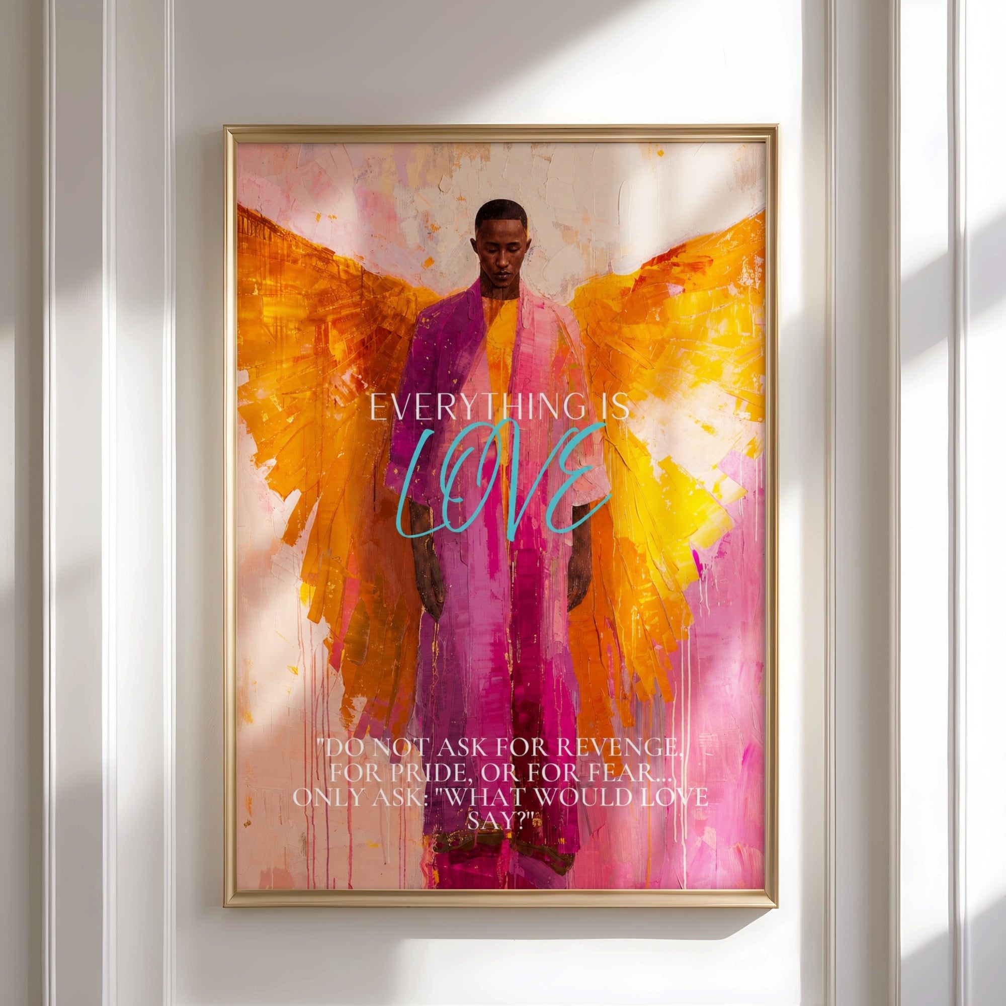 Everything Is Love – Inspirierendes spirituelles Poster mit Engelmotiv