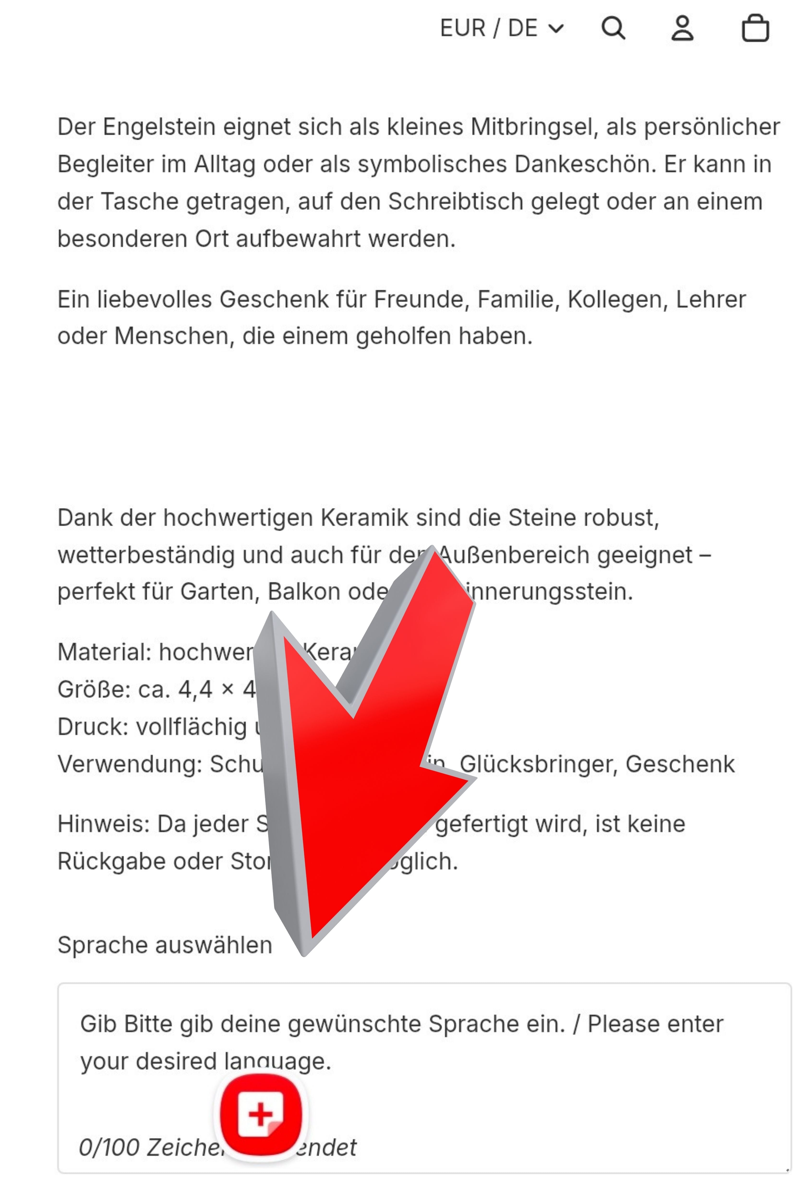 Engelstein „Dankbarkeit“ –Schutzengel| Ein Engel, der „Danke“ flüstert