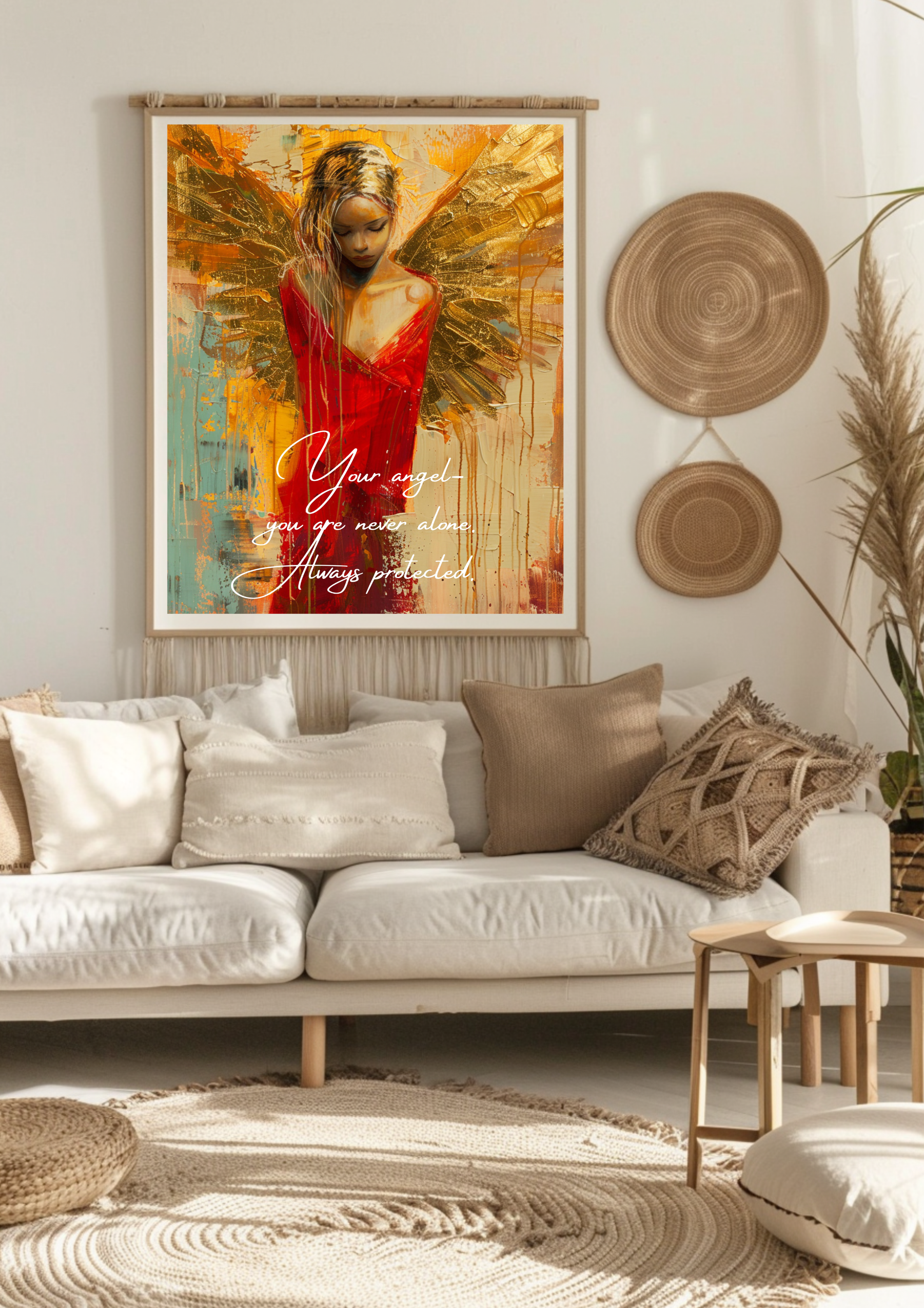 Goldener Engel mit rotem Kleid