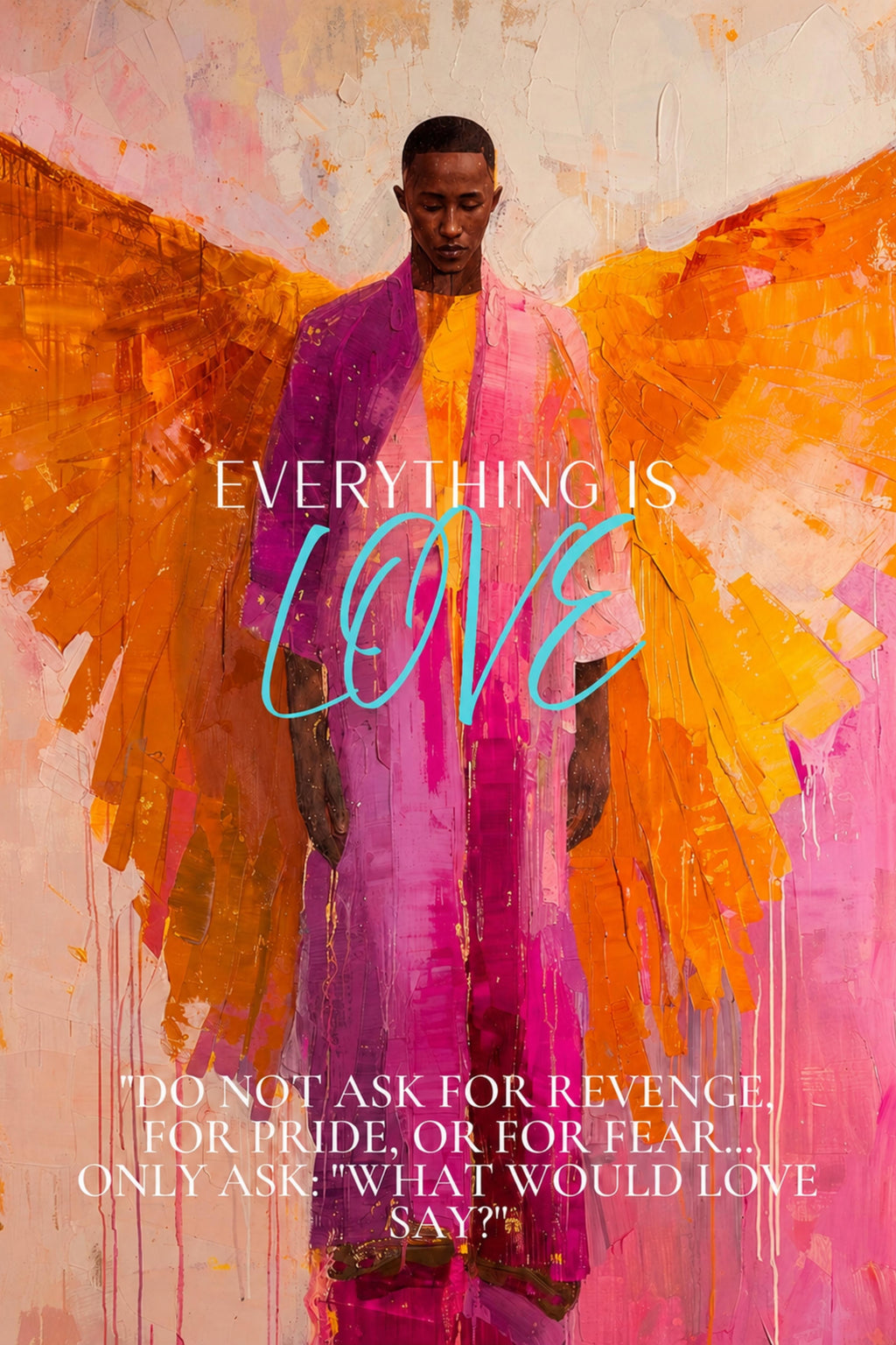 Everything Is Love – Inspirierendes spirituelles Poster mit Engelmotiv