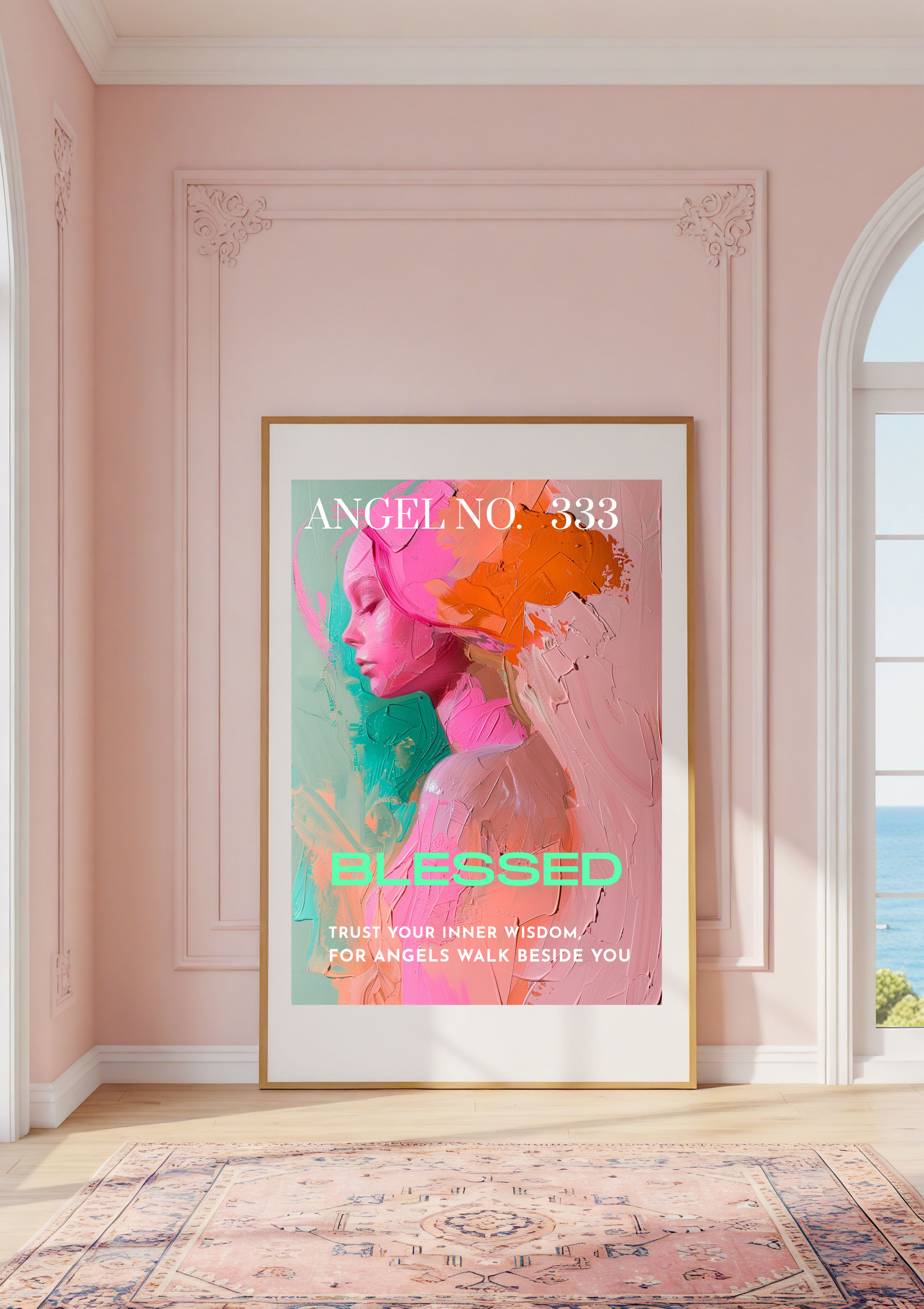 Engel Poster, Kunstwerk, Wanddruck, Engelszahlen, Affirmation, bunte Wanddeko