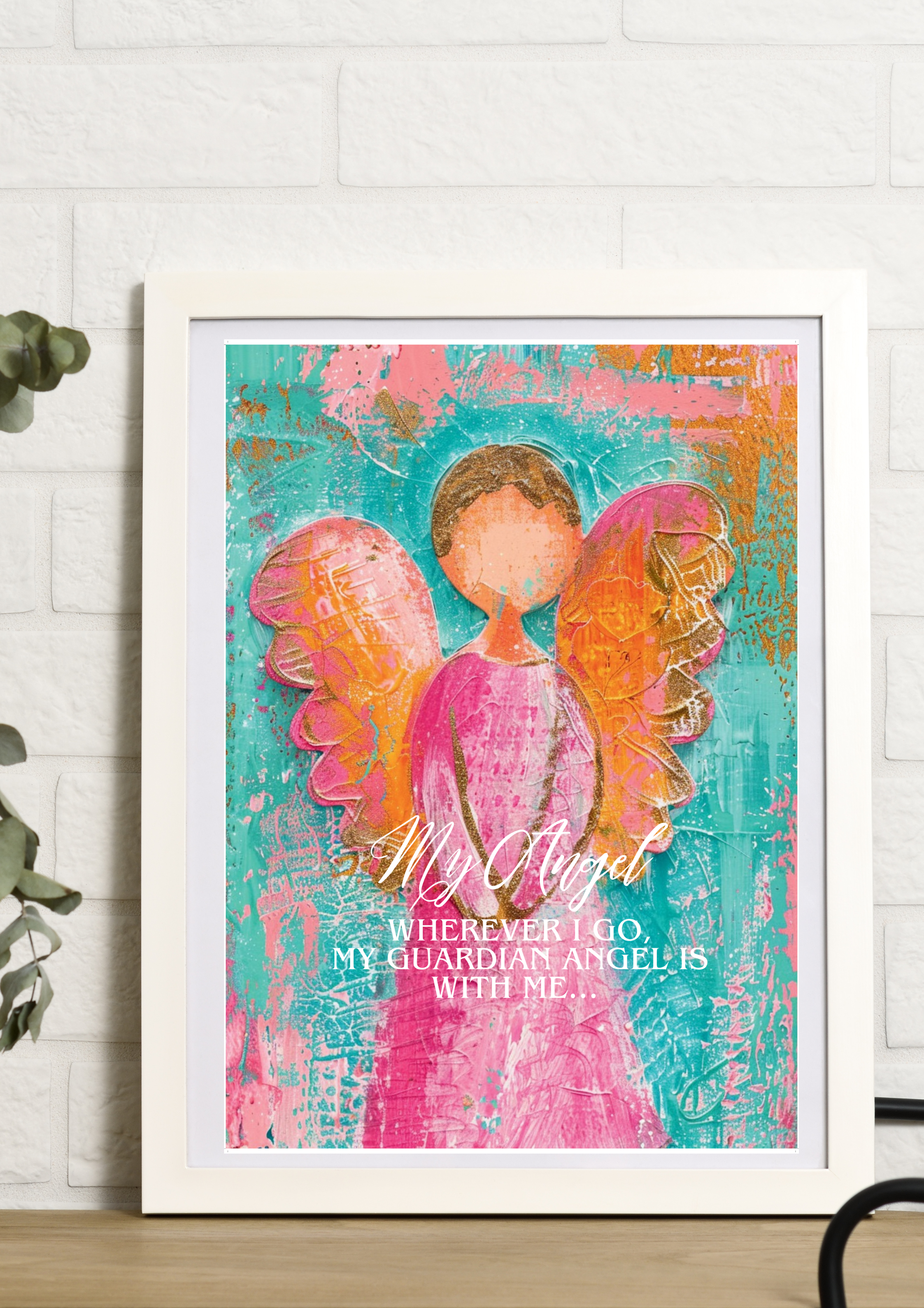 Engell Poster, Schutzengel Wandbild, Engel Kunstdruck, Spirituelle Wanddeko, Meditation Geschenk, Zeitgenössisches Engelposter