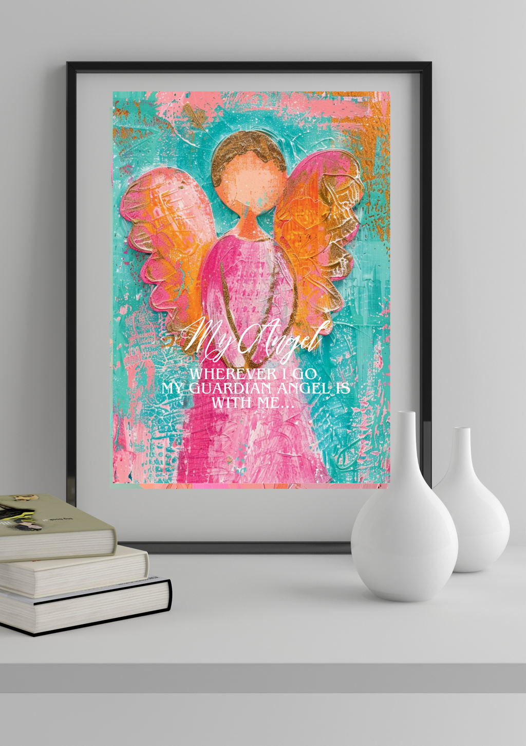 Engell Poster, Schutzengel Wandbild, Engel Kunstdruck, Spirituelle Wanddeko, Meditation Geschenk, Zeitgenössisches Engelposter
