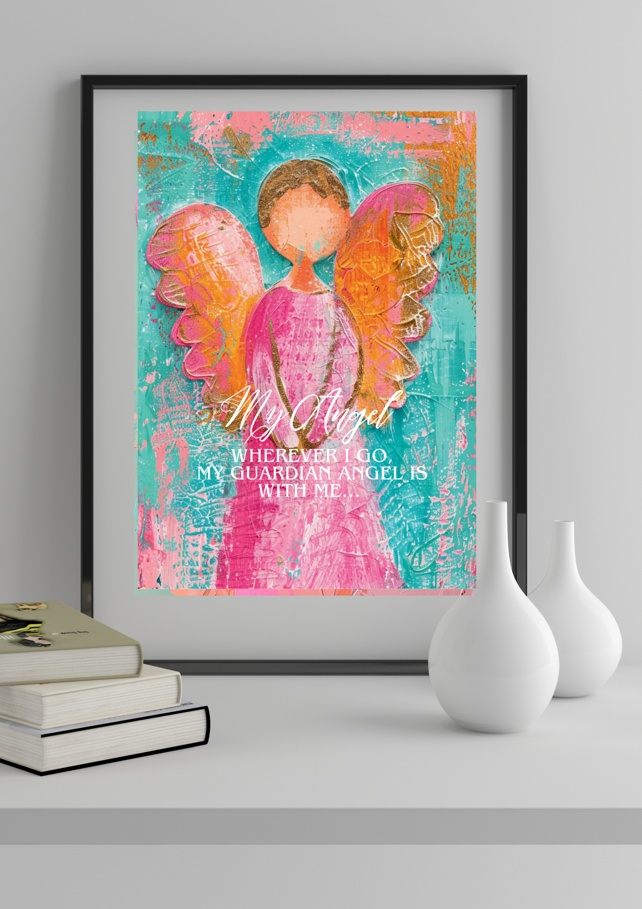 Engell Poster, Schutzengel Wandbild, Engel Kunstdruck, Spirituelle Wanddeko, Meditation Geschenk, Zeitgenössisches Engelposter