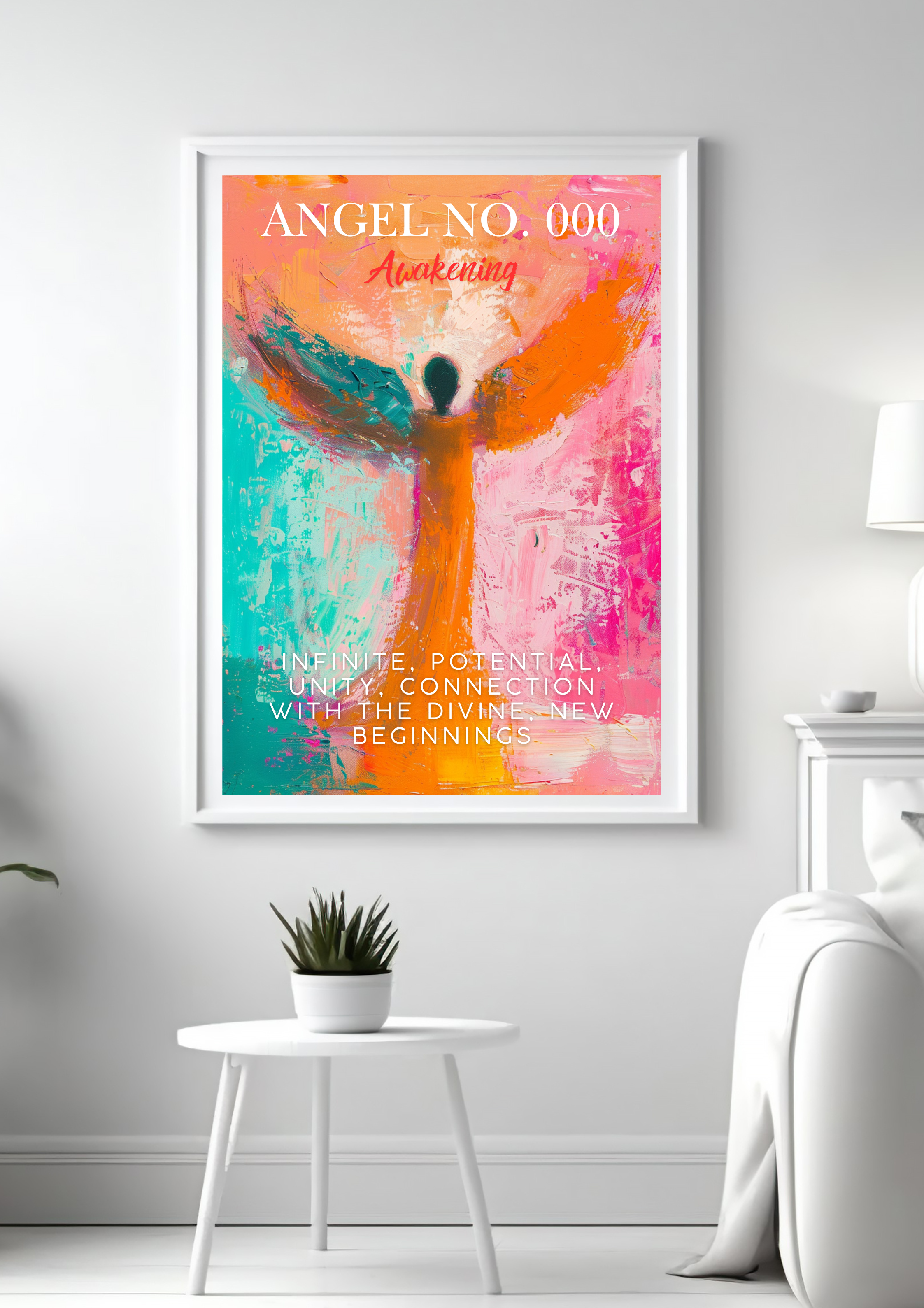 Engel Zahl 000 Poster - Numerologie Wandbild Balance Harmonie - Spirituelles Poster Vertrauen Partnerschaft - Angel Number 000 Wanddeko