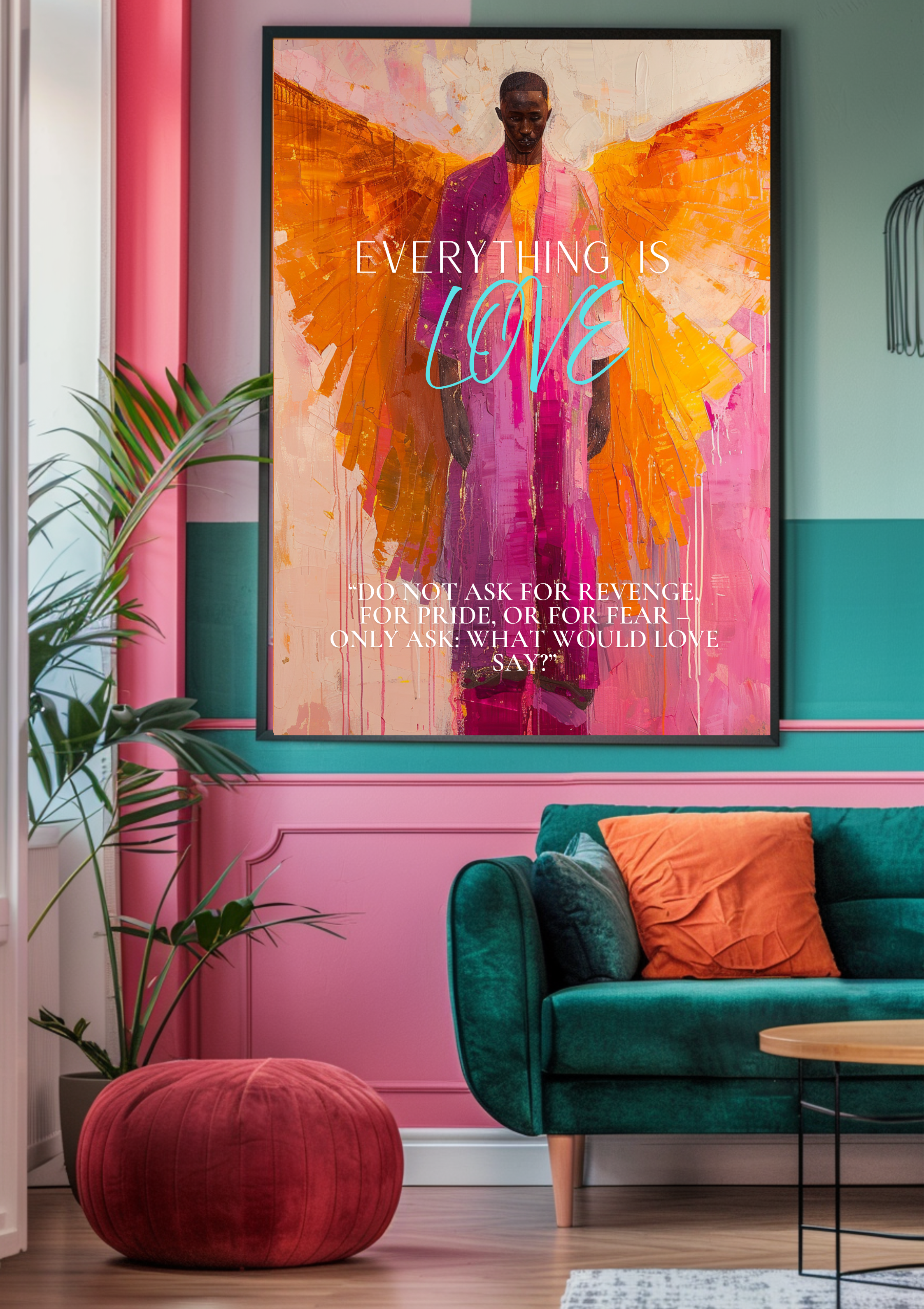 Engel Poster Love Zitat, Everything is Love Wandbild, Spirituelle Kunst, Moderne Wanddeko, Modernes Engelposter, Zeitgenössisches Poster
