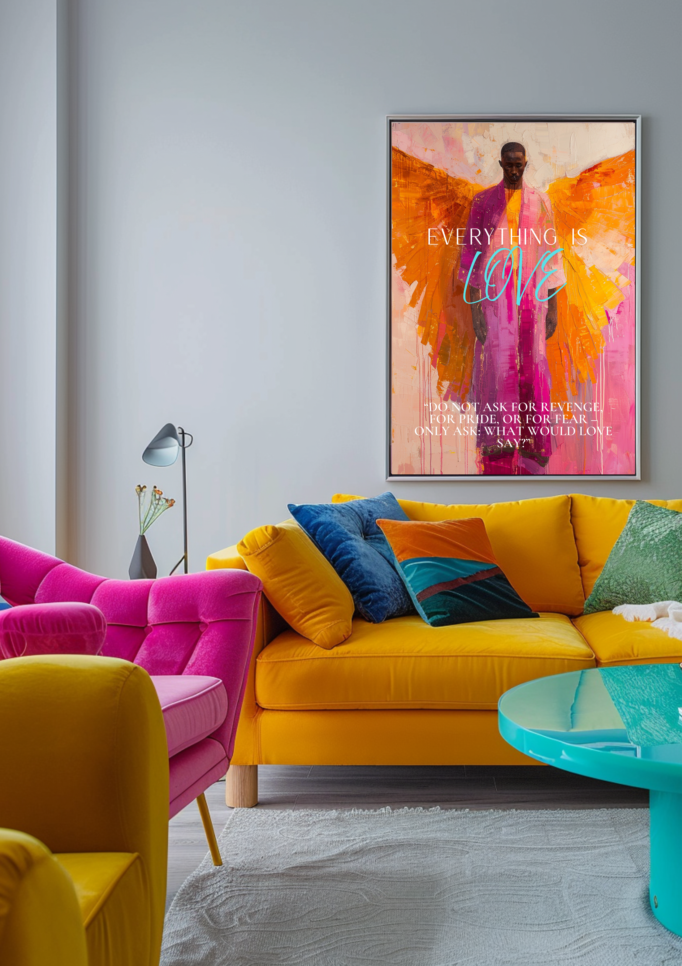 Engel Poster Love Zitat, Everything is Love Wandbild, Spirituelle Kunst, Moderne Wanddeko, Modernes Engelposter, Zeitgenössisches Poster