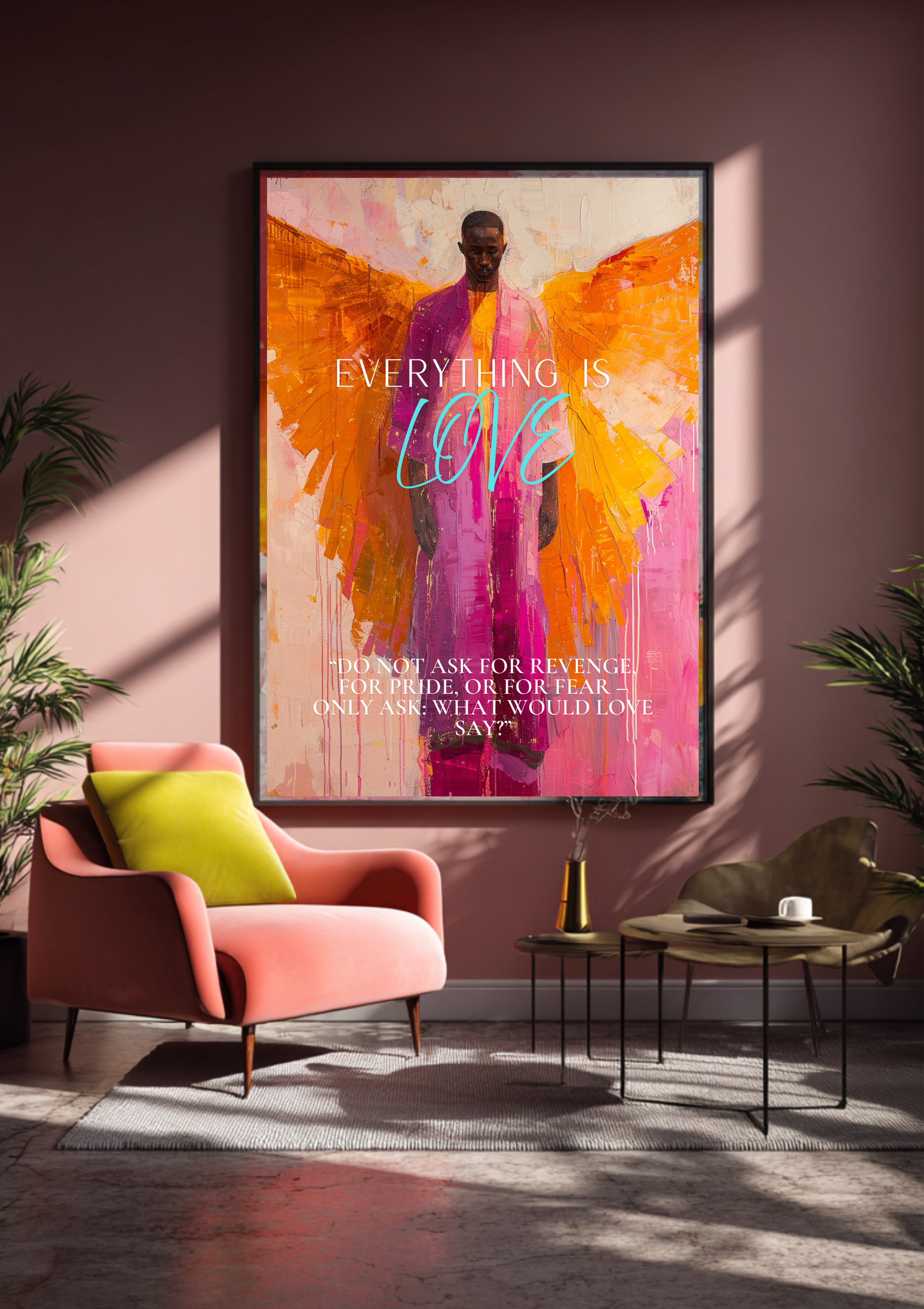 Engel Poster Love Zitat, Everything is Love Wandbild, Spirituelle Kunst, Moderne Wanddeko, Modernes Engelposter, Zeitgenössisches Poster