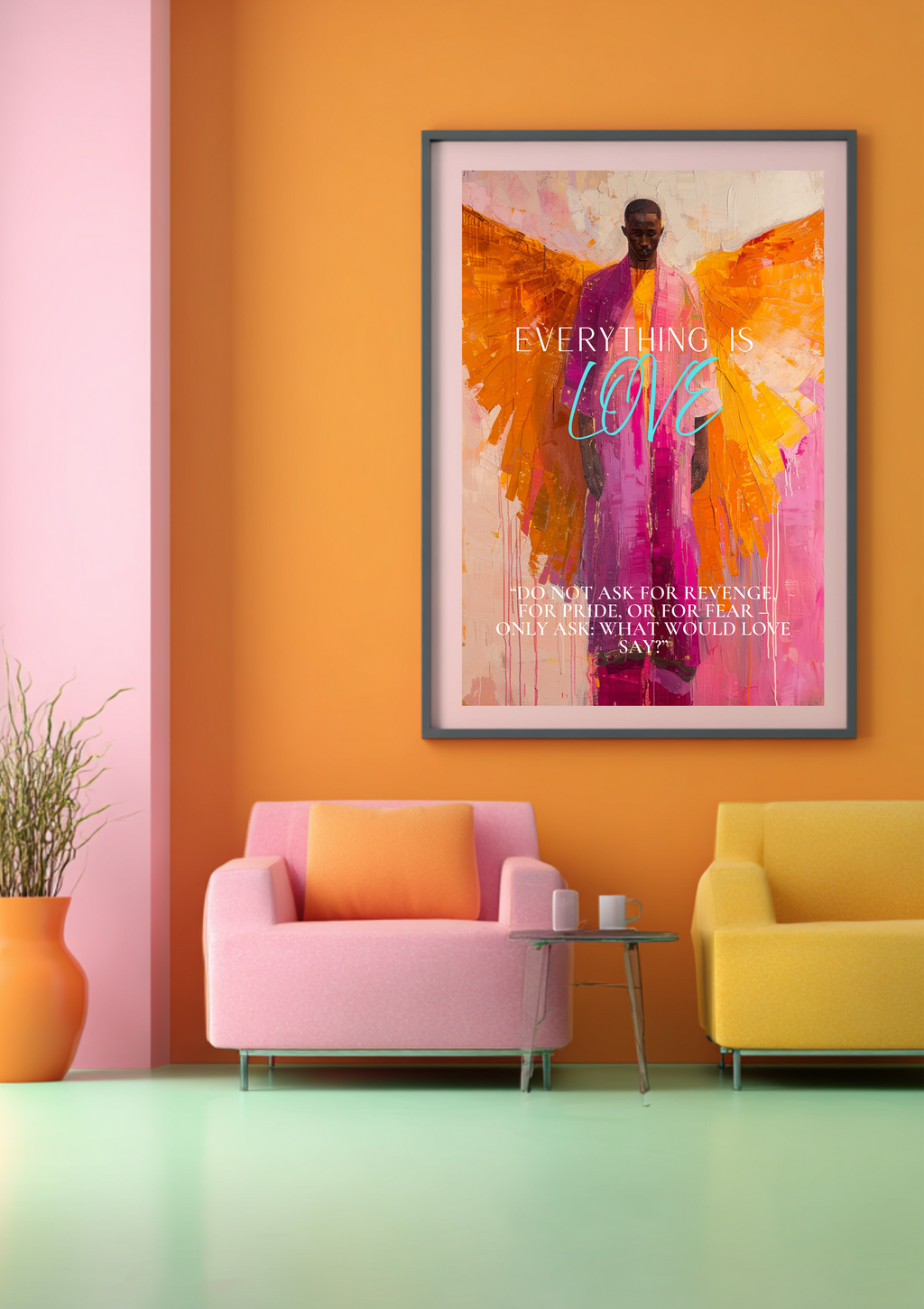 Engel Poster Love Zitat, Everything is Love Wandbild, Spirituelle Kunst, Moderne Wanddeko, Modernes Engelposter, Zeitgenössisches Poster