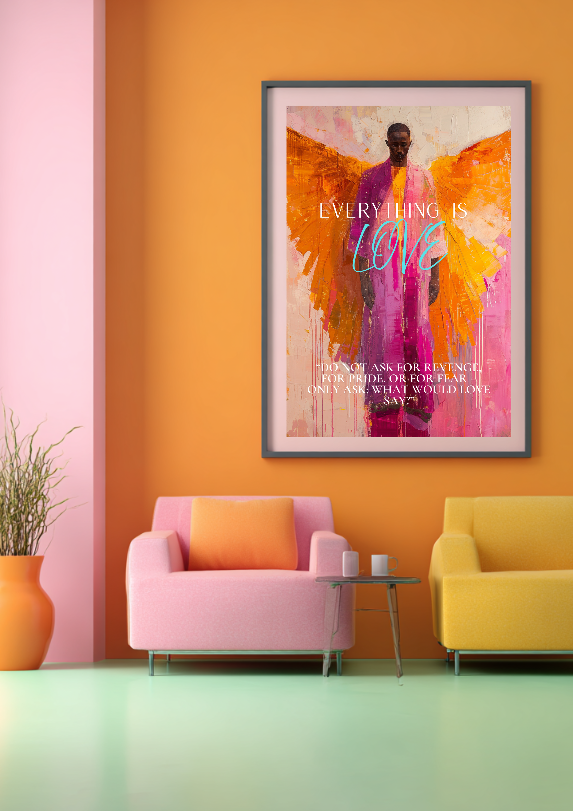 Engel Poster Love Zitat, Everything is Love Wandbild, Spirituelle Kunst, Moderne Wanddeko, Modernes Engelposter, Zeitgenössisches Poster
