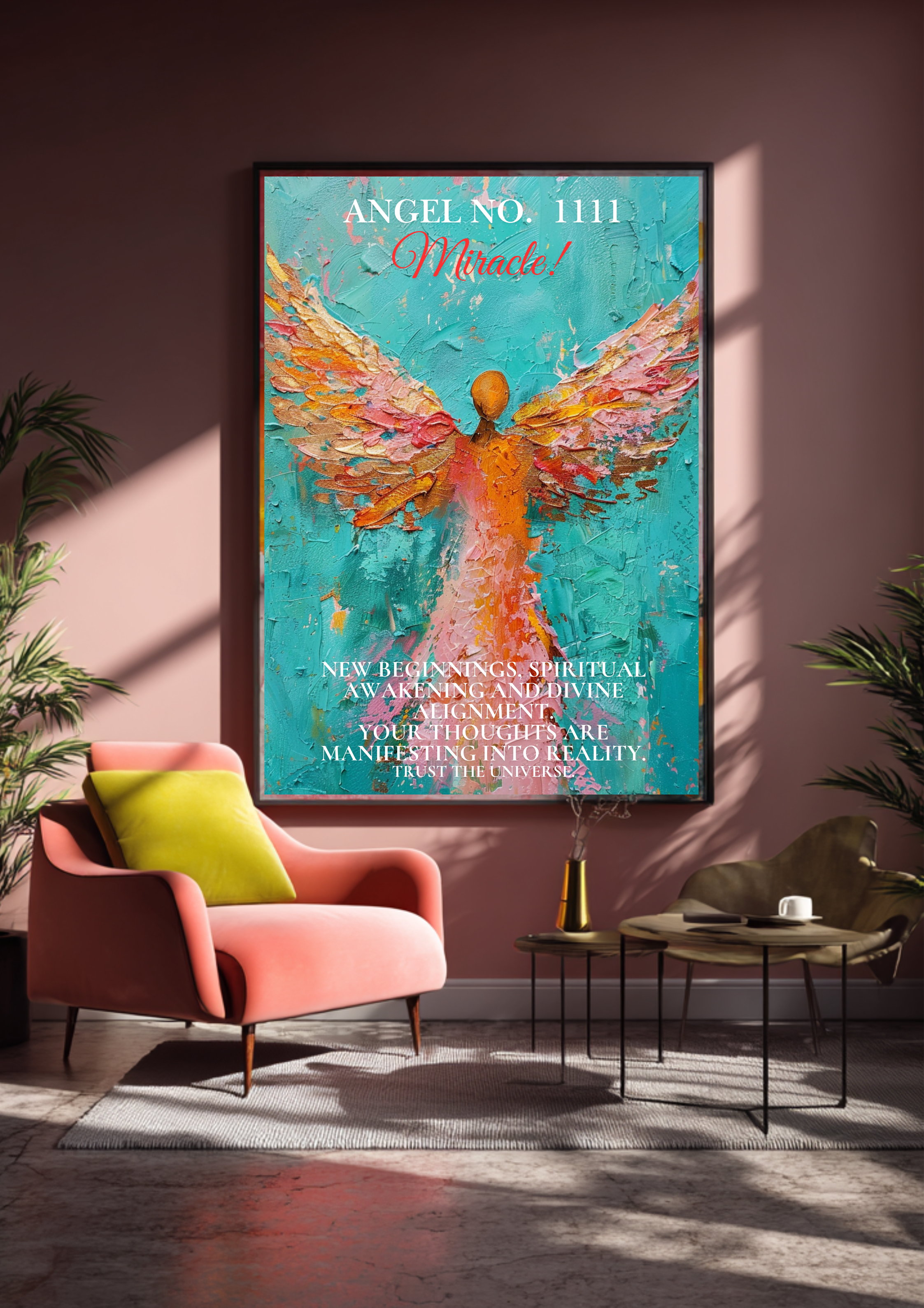 Engel Nummer 1111 Poster &quot;Miracle&quot; | Spirituelle Wandkunst | Engelszahlen Deko | Manifestation Poster | Designer Kunstdruck, Zeitgenössisch