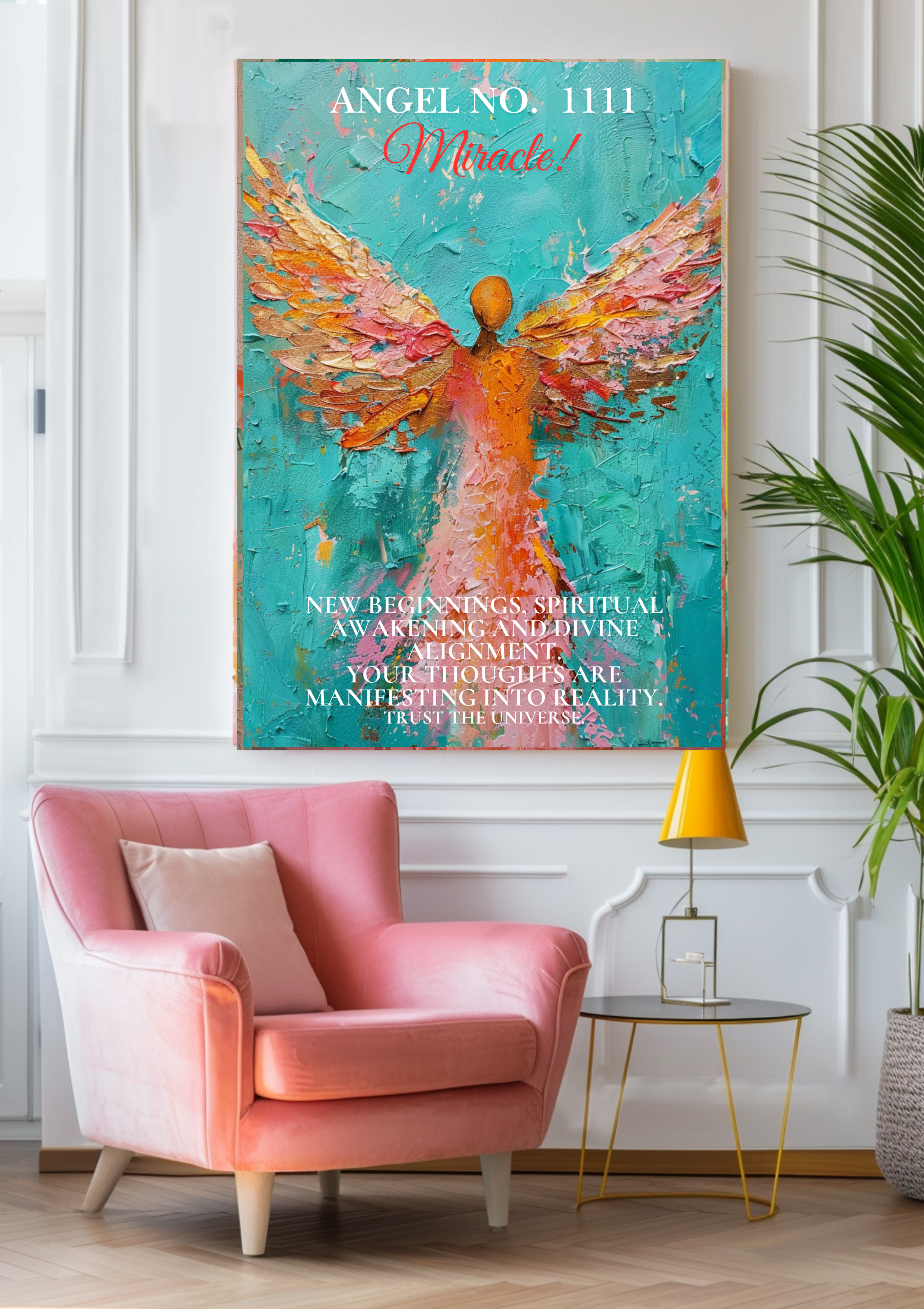 Engel Nummer 1111 Poster &quot;Miracle&quot; | Spirituelle Wandkunst | Engelszahlen Deko | Manifestation Poster | Designer Kunstdruck, Zeitgenössisch