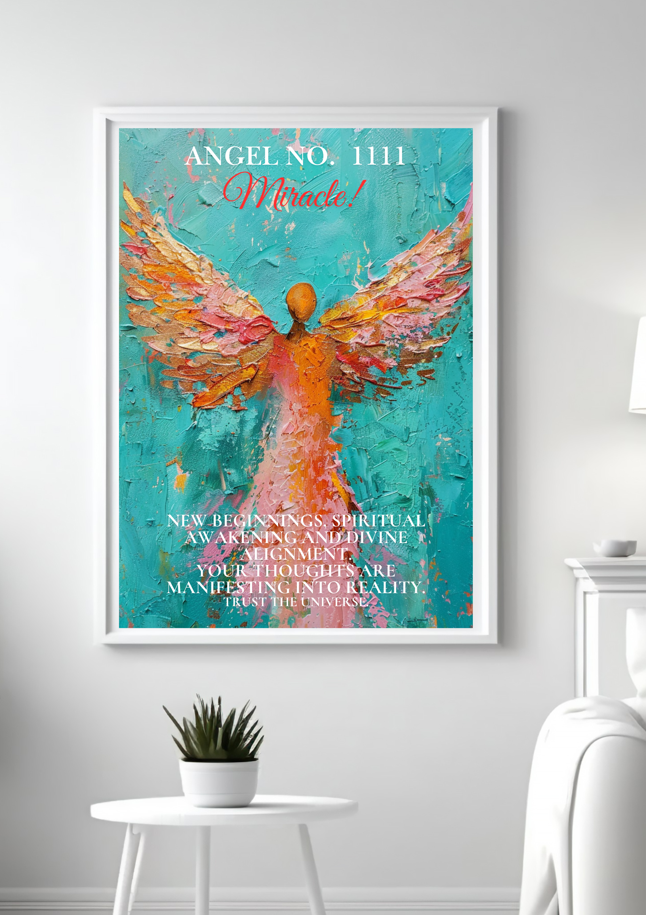 Engel Nummer 1111 Poster &quot;Miracle&quot; | Spirituelle Wandkunst | Engelszahlen Deko | Manifestation Poster | Designer Kunstdruck, Zeitgenössisch