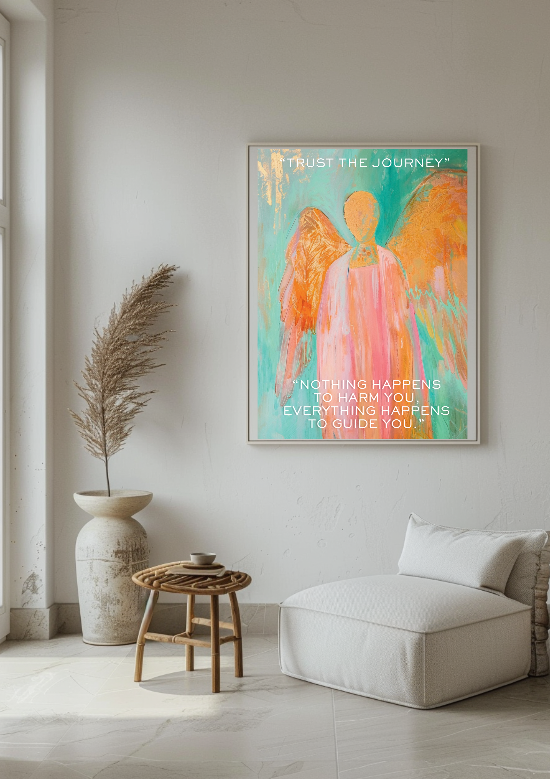 Schutzengel Poster &quot;Trust the Journey&quot; | Spirituelle Wandkunst | Engel Kunstdruck | Vertrauen Affirmation | Designer Wanddeko