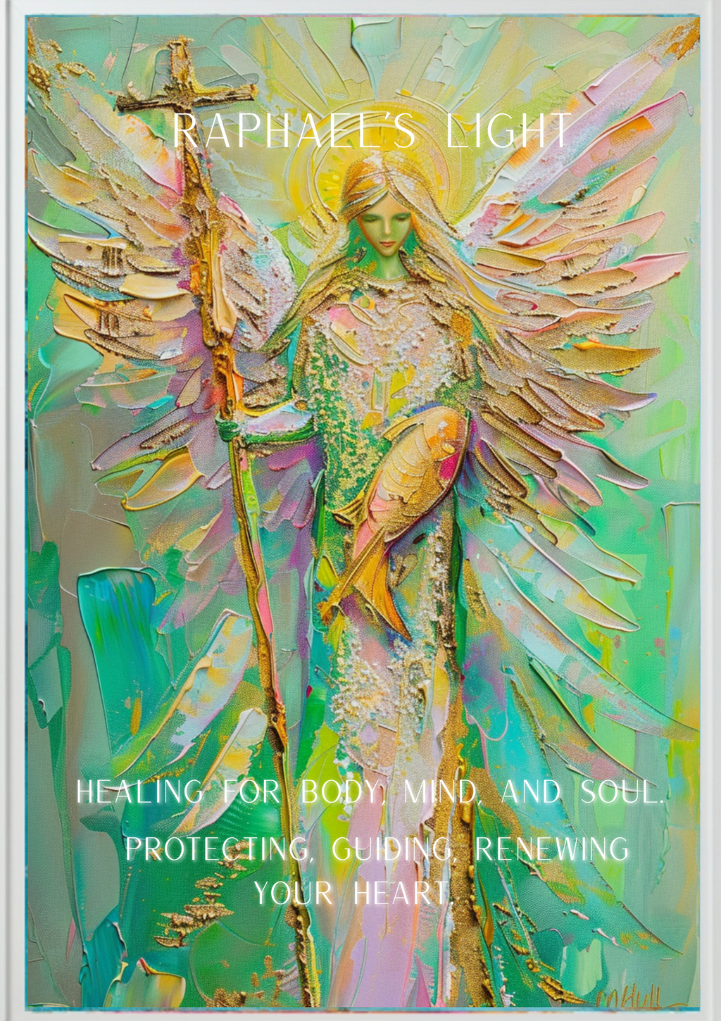 Erzengel Raphael Poster, Heilungsengel Wandbild, Spirituelle Wanddeko, Moderne Engel Kunst