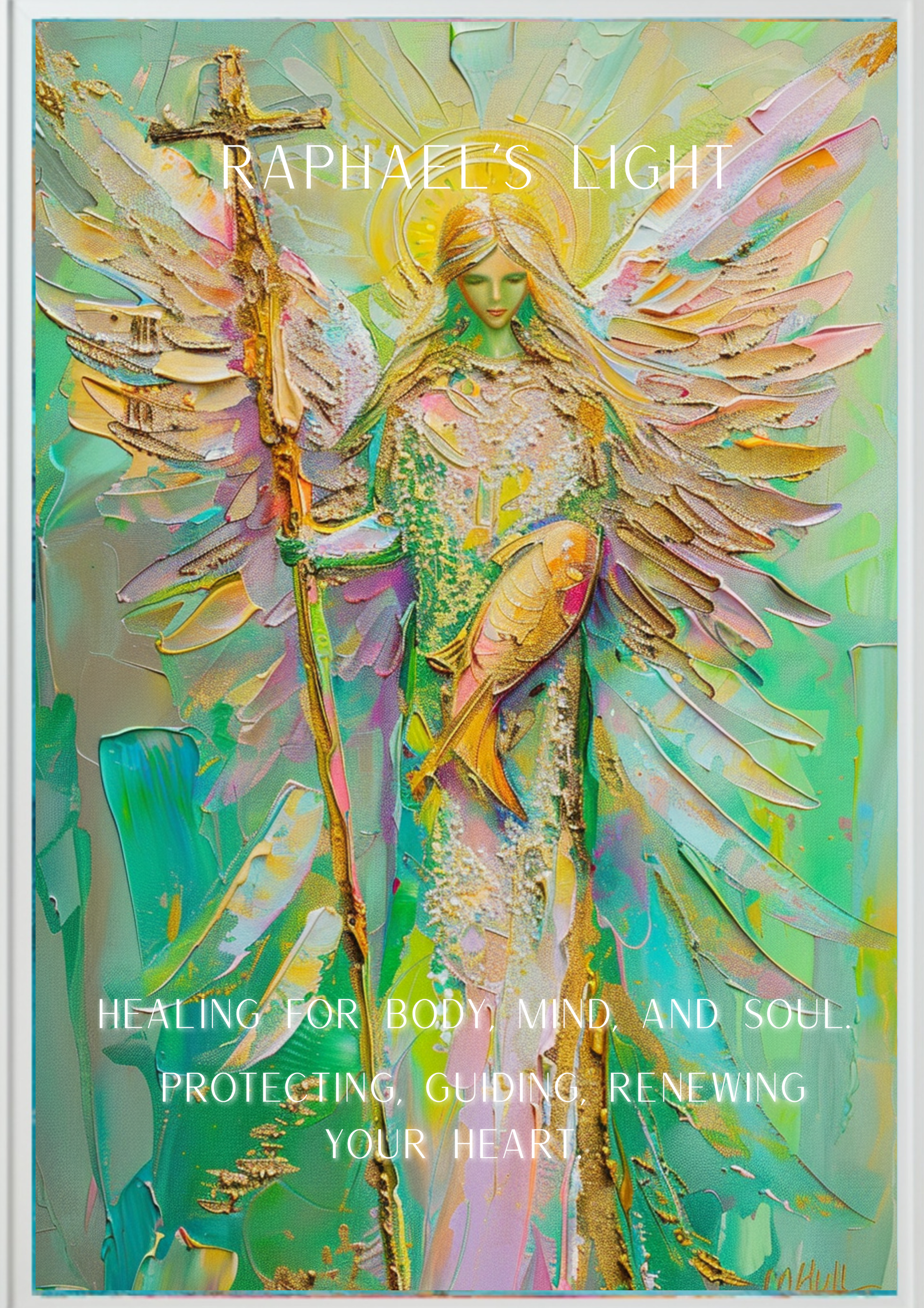 Erzengel Raphael Poster, Heilungsengel Wandbild, Spirituelle Wanddeko, Moderne Engel Kunst