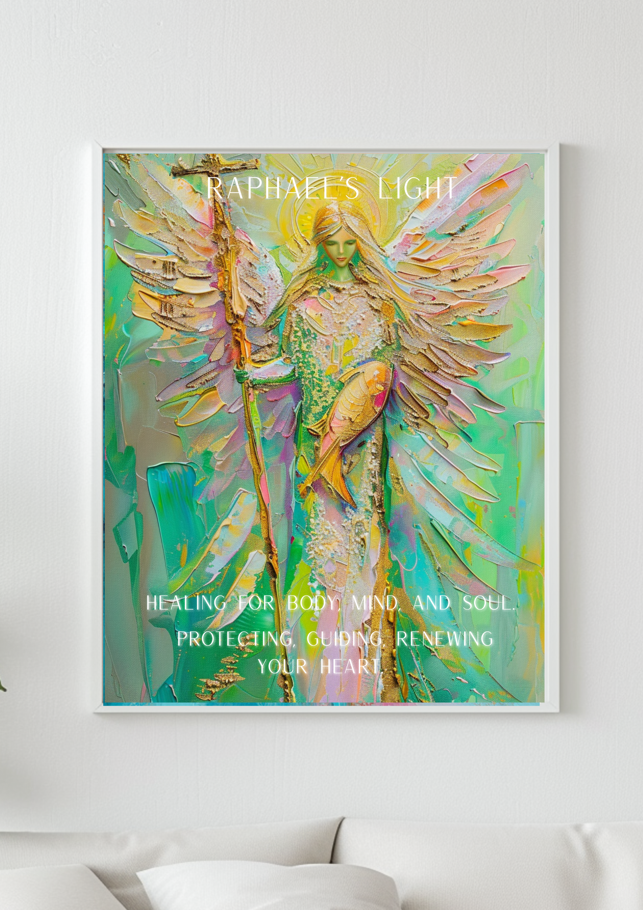 Erzengel Raphael Poster, Heilungsengel Wandbild, Spirituelle Wanddeko, Moderne Engel Kunst