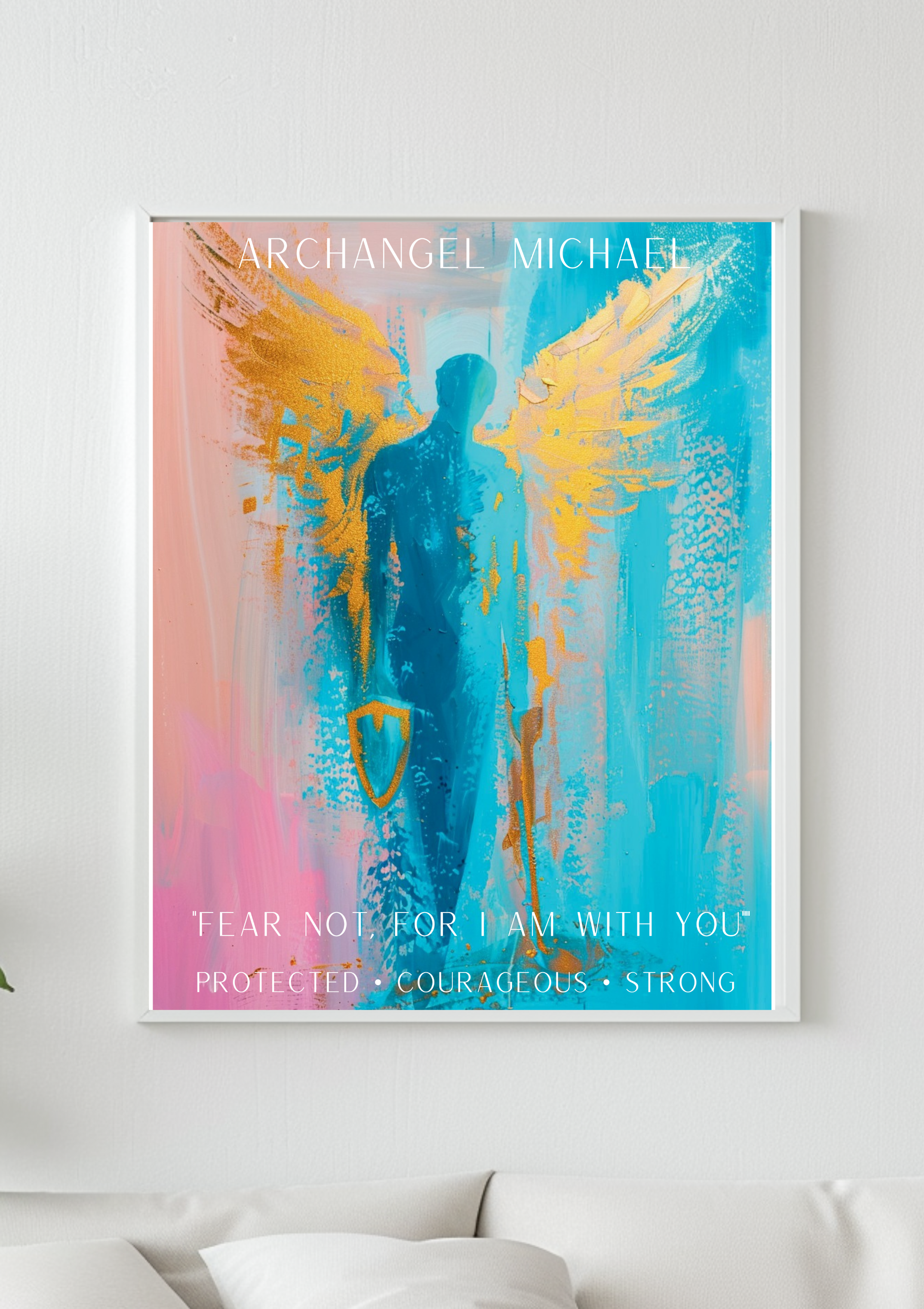 Erzengel Michael Poster, Schutzengel Wandbild, Spirituelle Wanddeko, Moderne Engel Kunst, Mut Stärke