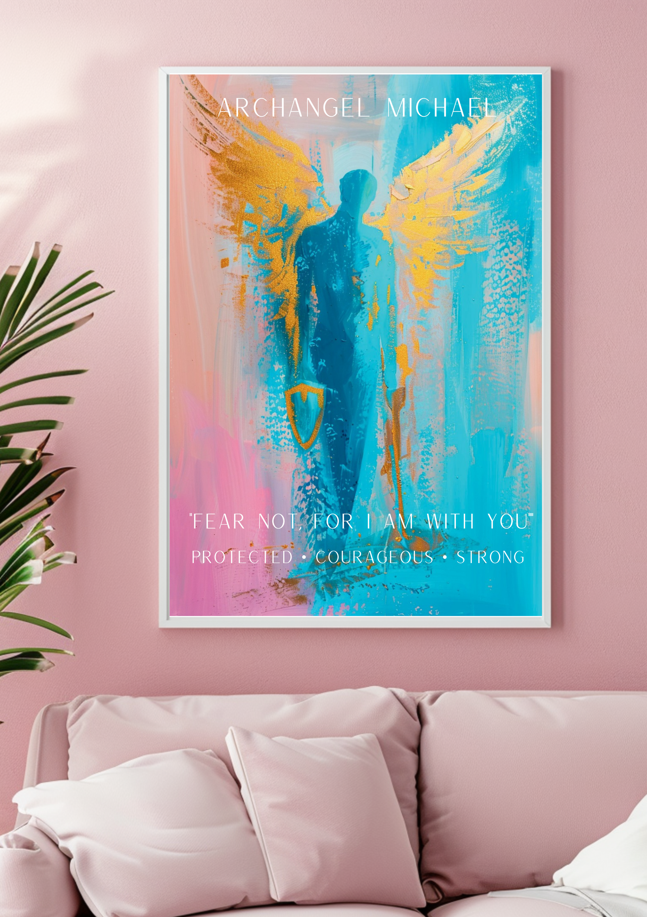 Erzengel Michael Poster, Schutzengel Wandbild, Spirituelle Wanddeko, Moderne Engel Kunst, Mut Stärke