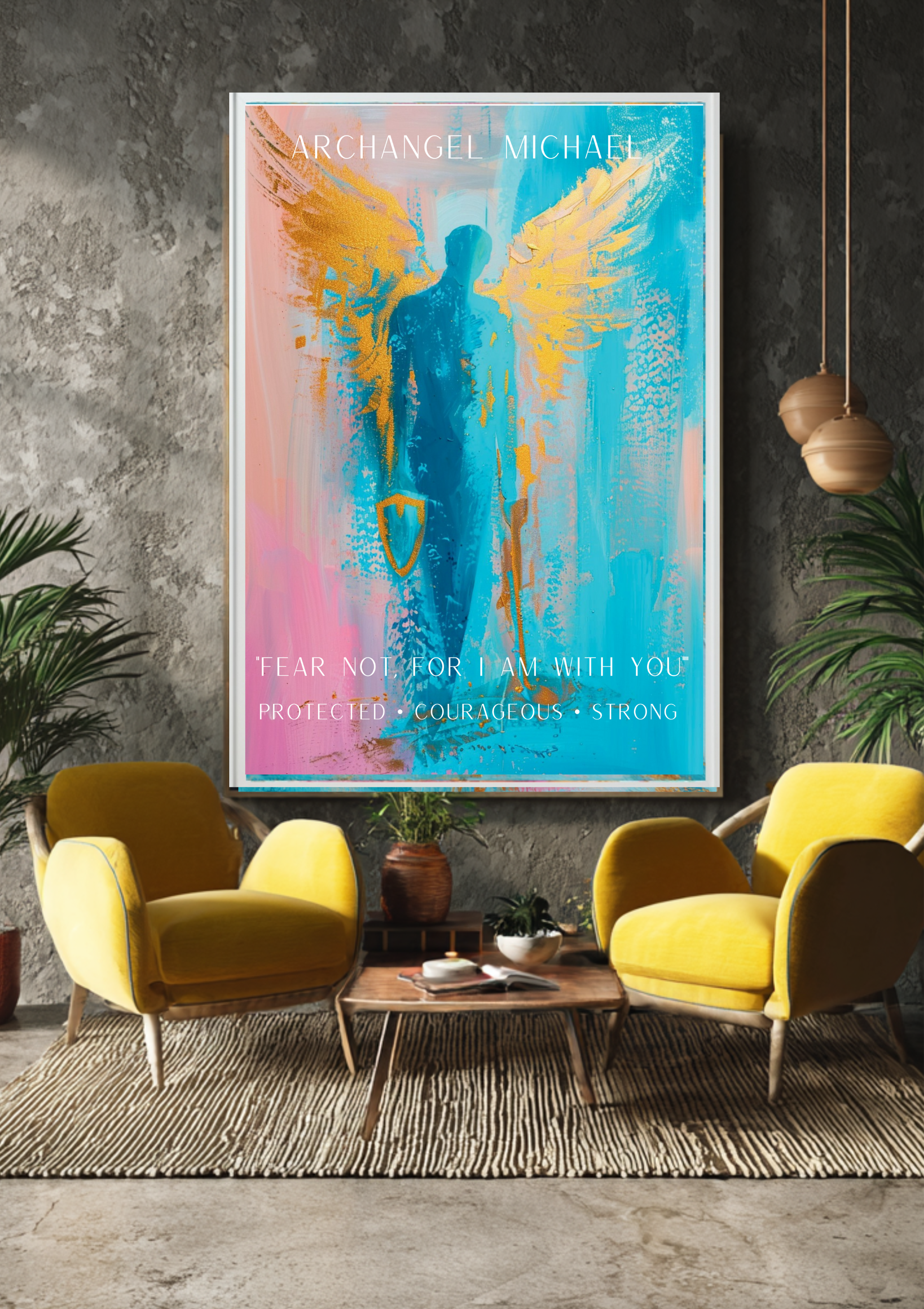 Erzengel Michael Poster, Schutzengel Wandbild, Spirituelle Wanddeko, Moderne Engel Kunst, Mut Stärke