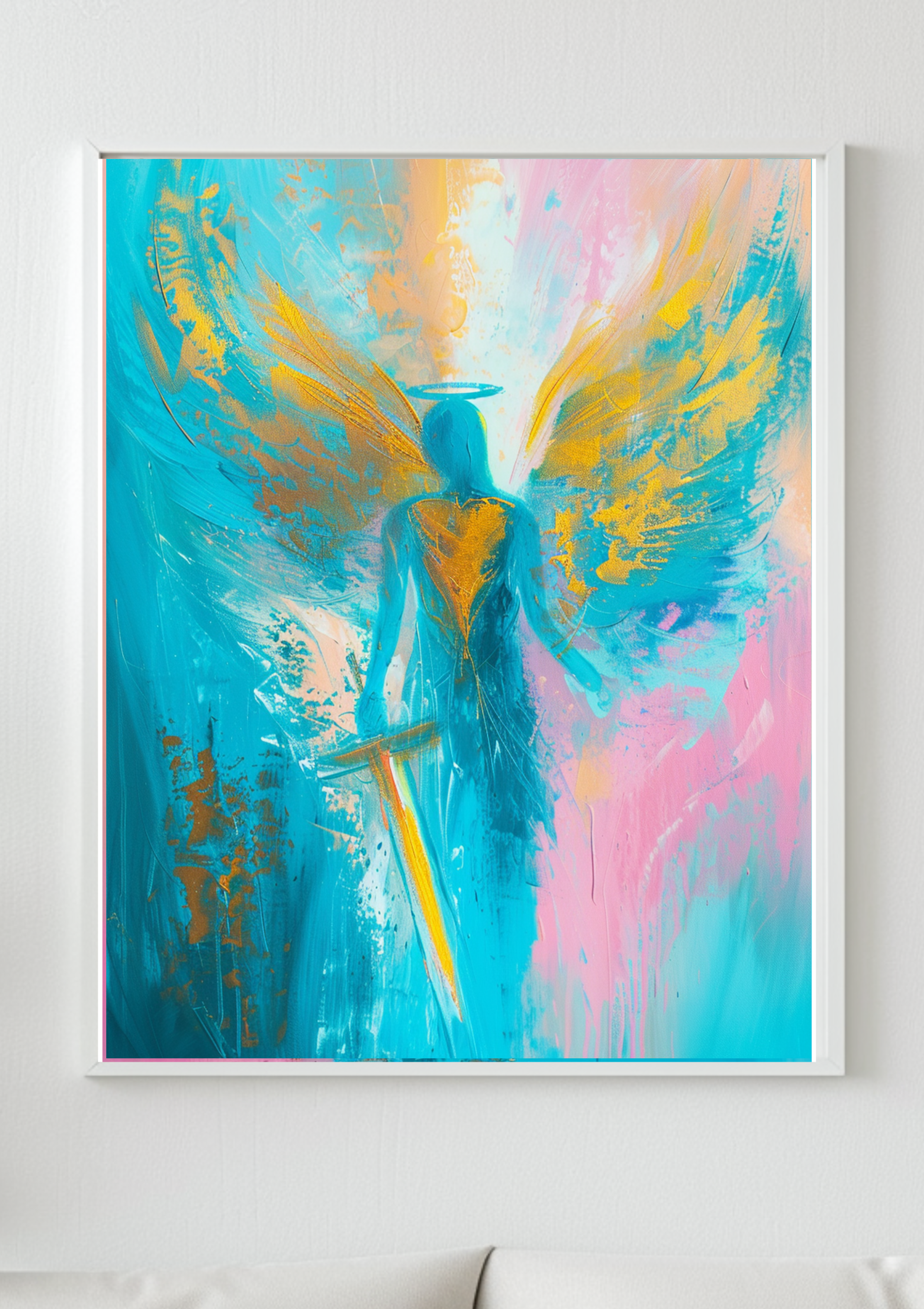 Erzengel Michael Poster, Schutzengel Wandbild, Spirituelle Wanddeko, moderne Engel Kunst