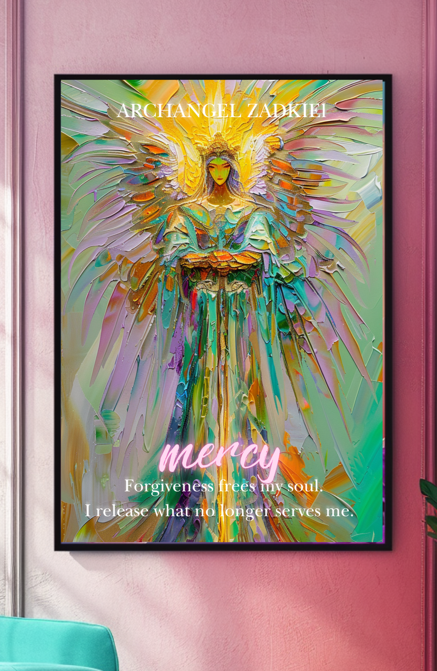 Erzengel Zadkiel Poster | Vergebung & Heilung | Spirituelle Wanddeko | Engel Kunstdruck |