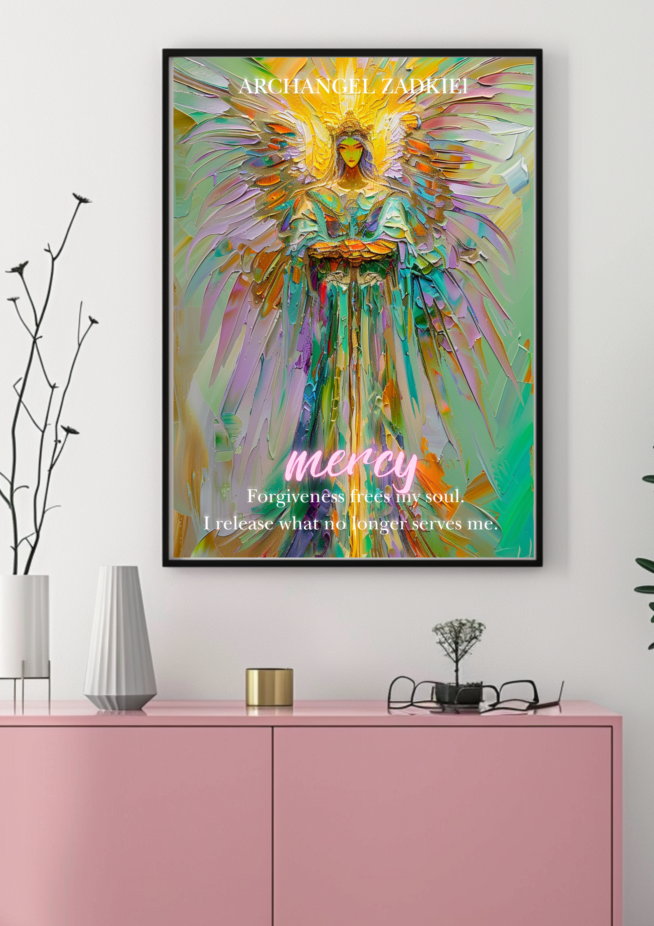 Erzengel Zadkiel Poster | Vergebung & Heilung | Spirituelle Wanddeko | Engel Kunstdruck |