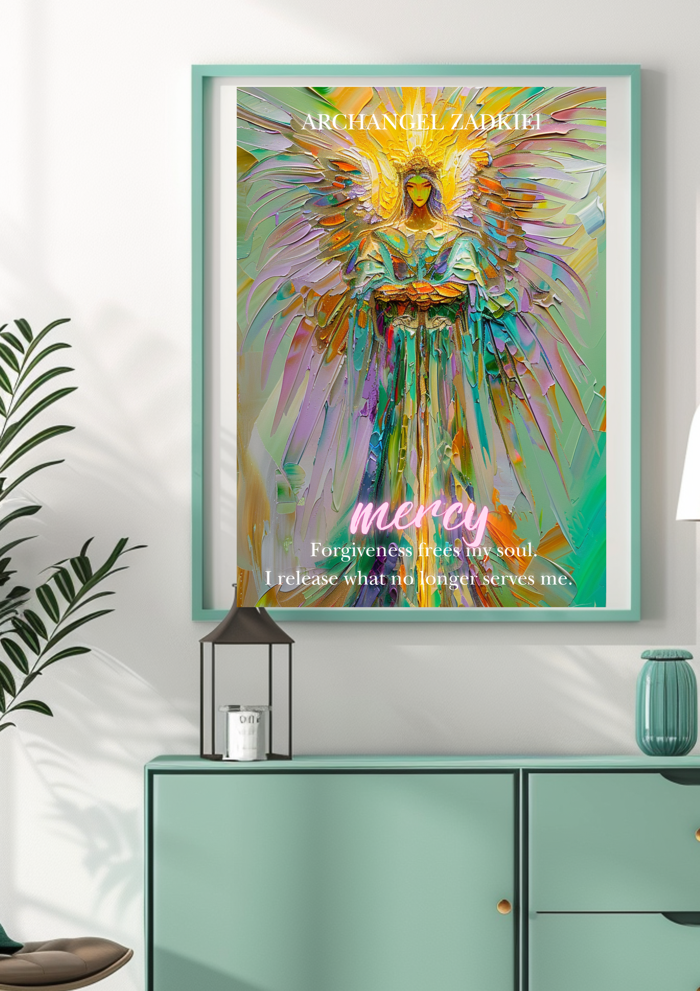 Erzengel Zadkiel Poster | Vergebung & Heilung | Spirituelle Wanddeko | Engel Kunstdruck |