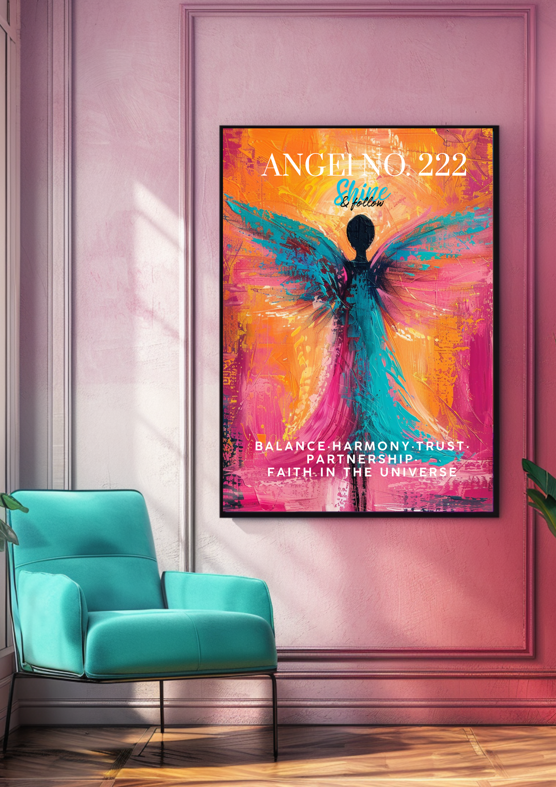 Angel Number 222 Wall Art Printable | Poster mit spiritueller Numerologie | Neue Anfänge & unendliche Energie. Manifestation Kunstdruck