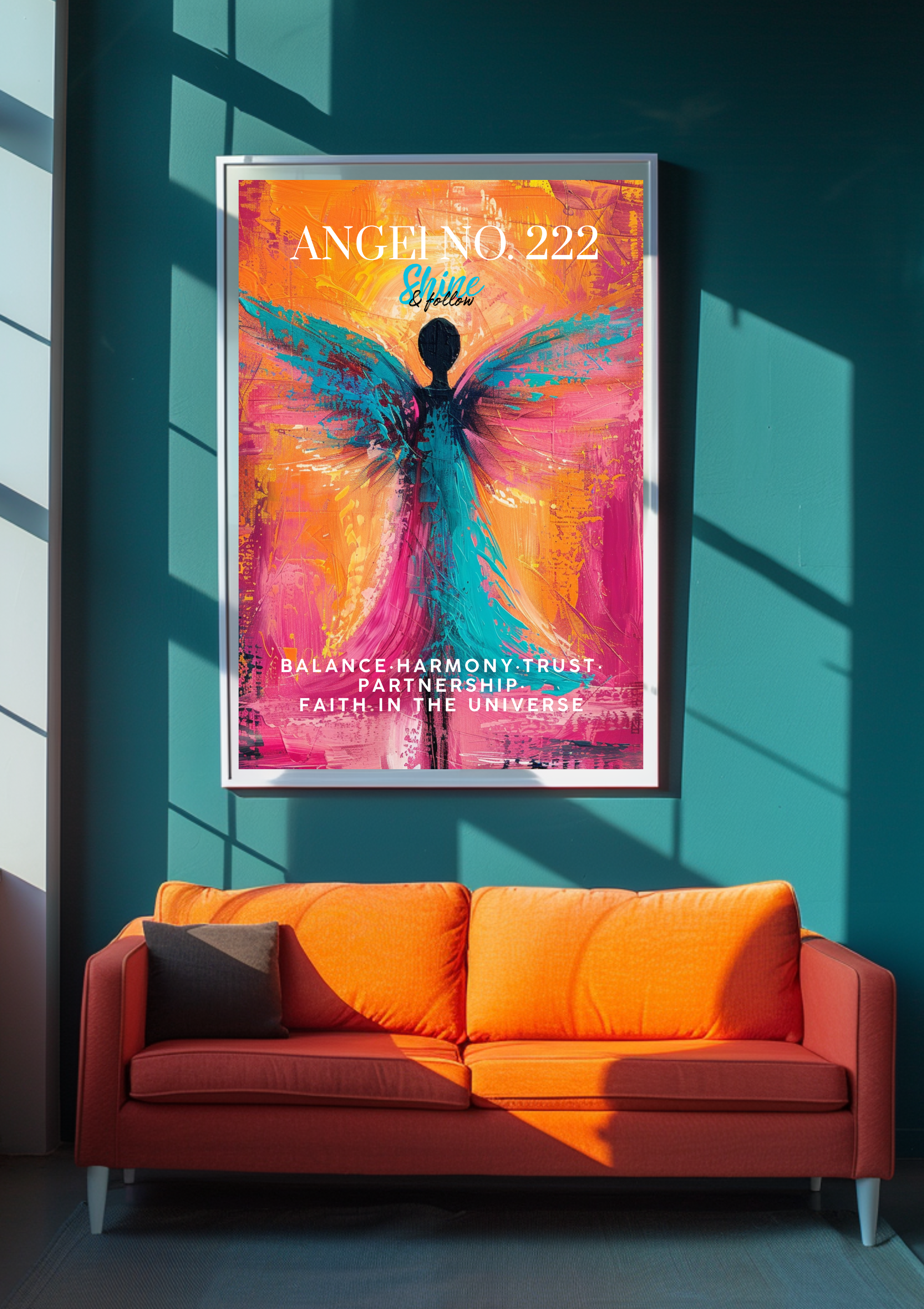 Angel Number 222 Wall Art Printable | Poster mit spiritueller Numerologie | Neue Anfänge & unendliche Energie. Manifestation Kunstdruck