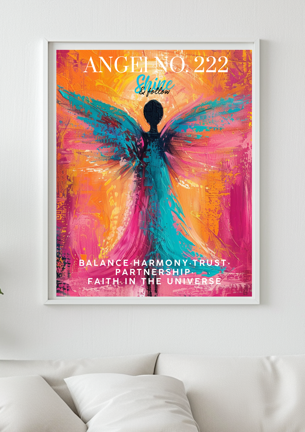 Angel Number 222 Wall Art Printable | Poster mit spiritueller Numerologie | Neue Anfänge & unendliche Energie. Manifestation Kunstdruck