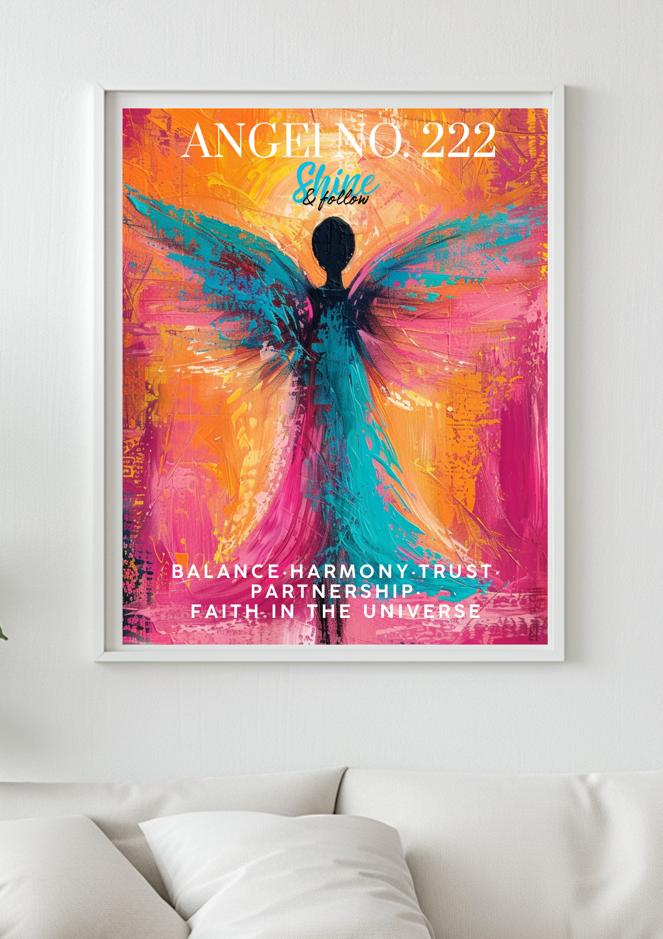 Angel Number 222 Wall Art Printable | Poster mit spiritueller Numerologie | Neue Anfänge & unendliche Energie. Manifestation Kunstdruck