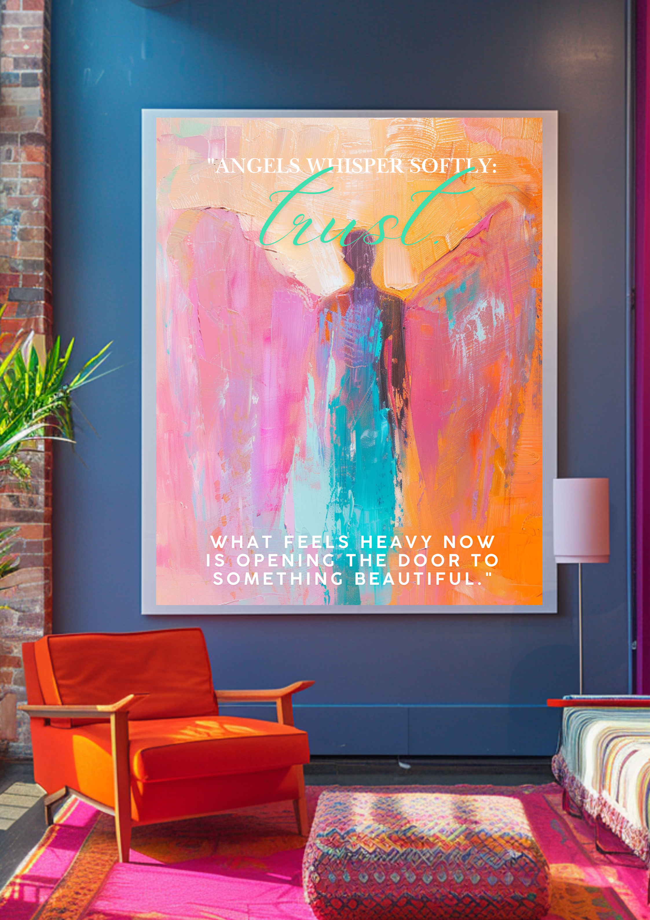 Schutzengel Aquarell Print Abstrakte religiöse Wandkunst  Aura Poster Religiöses Glaubens Wandbild Moderne Engel Kunst