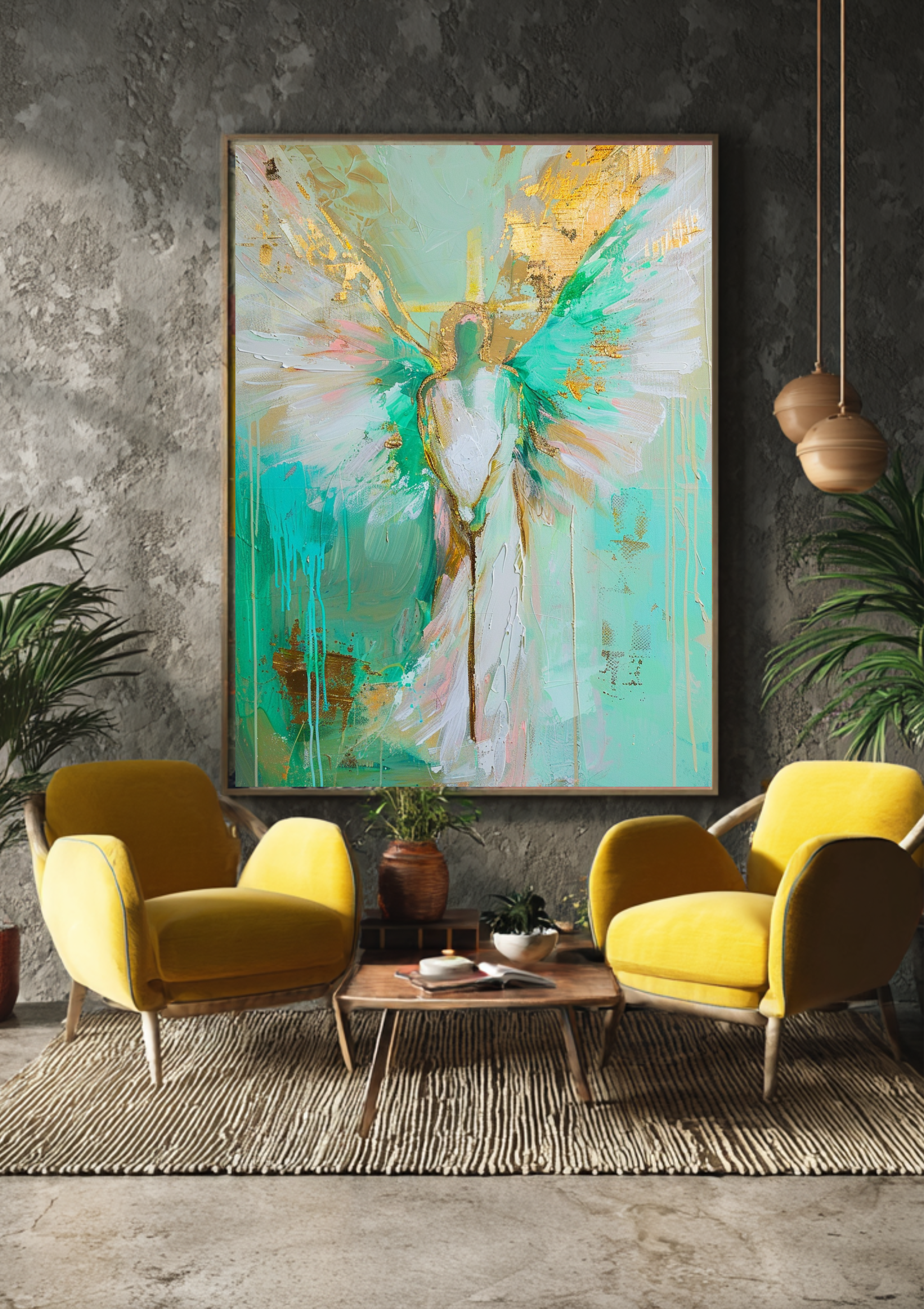 Erzengel Raphael Poster Grün Türkis Wandbild Engel Heilung Schutzengel Kunstdruck Spirituell Dekoration
