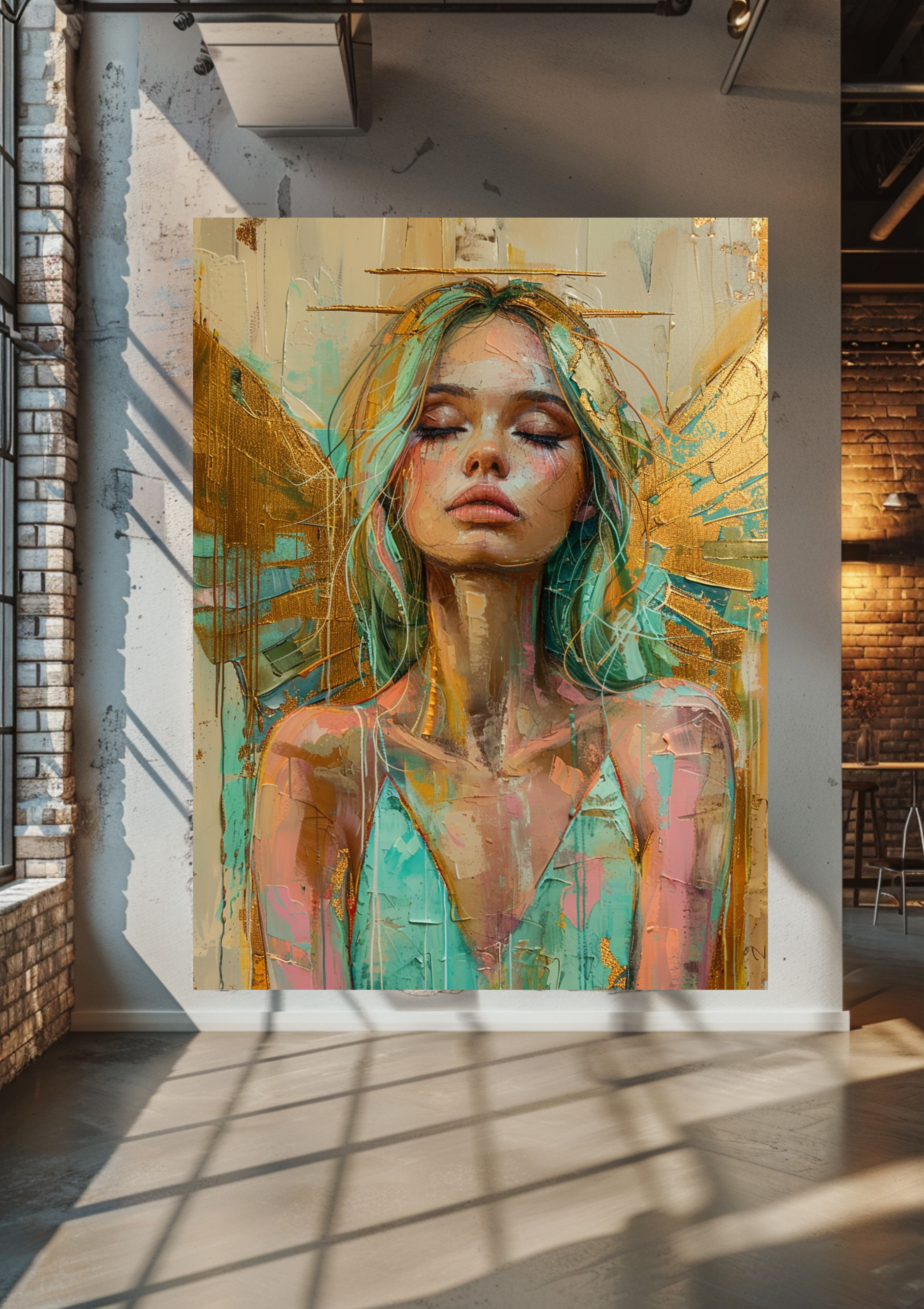 Art Deco Frau Portrait Poster | Türkis Gold Wandkunst | Boho Vintage Kunstdruck | Elegante Moderne Dekoration | Schlafzimmer Wohnzimmer Bild