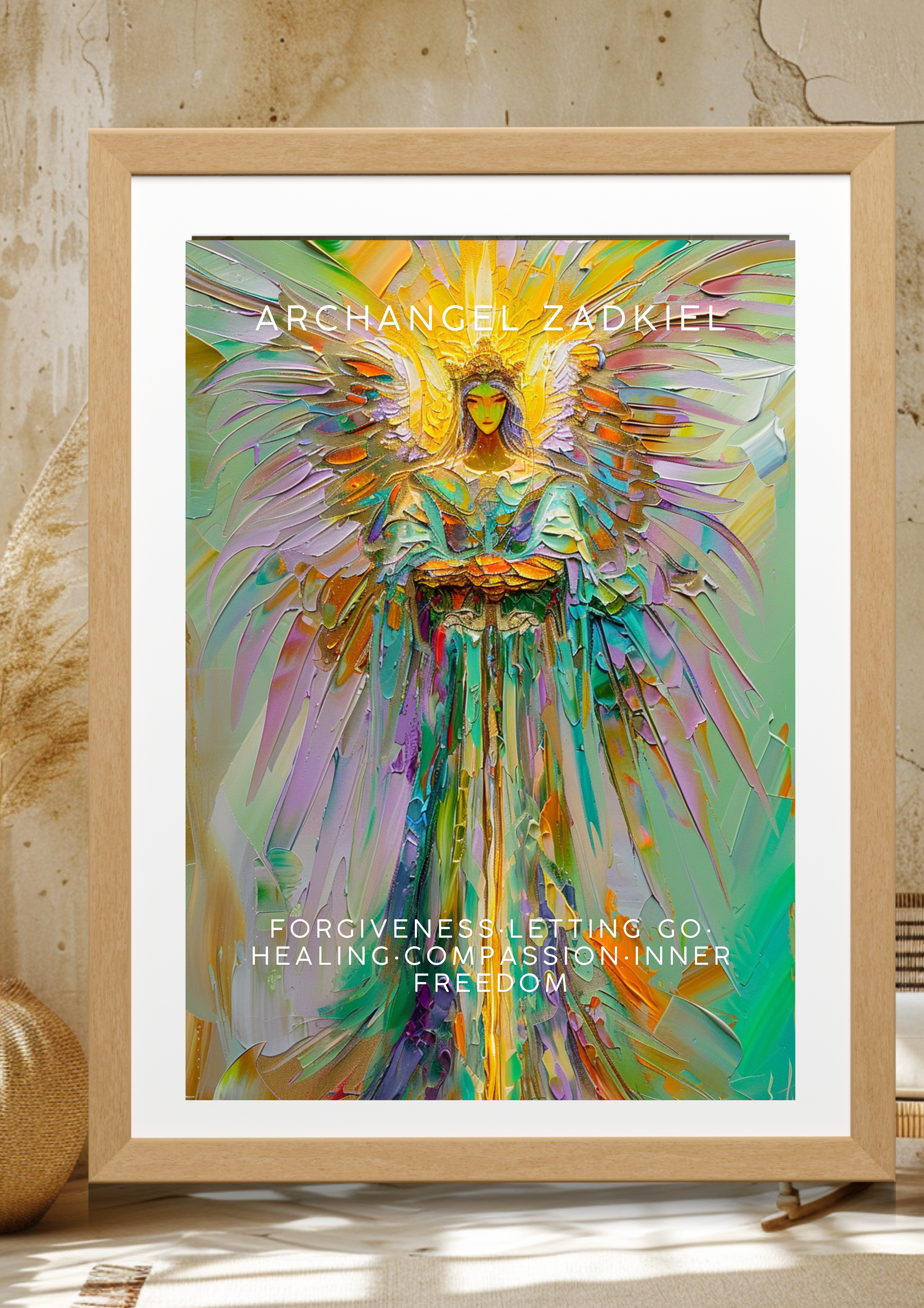 Erzengel Zadkiel Gebet | Spirituelle Wanddeko | Engel der Vergebung & Transformation | Violette Flamme