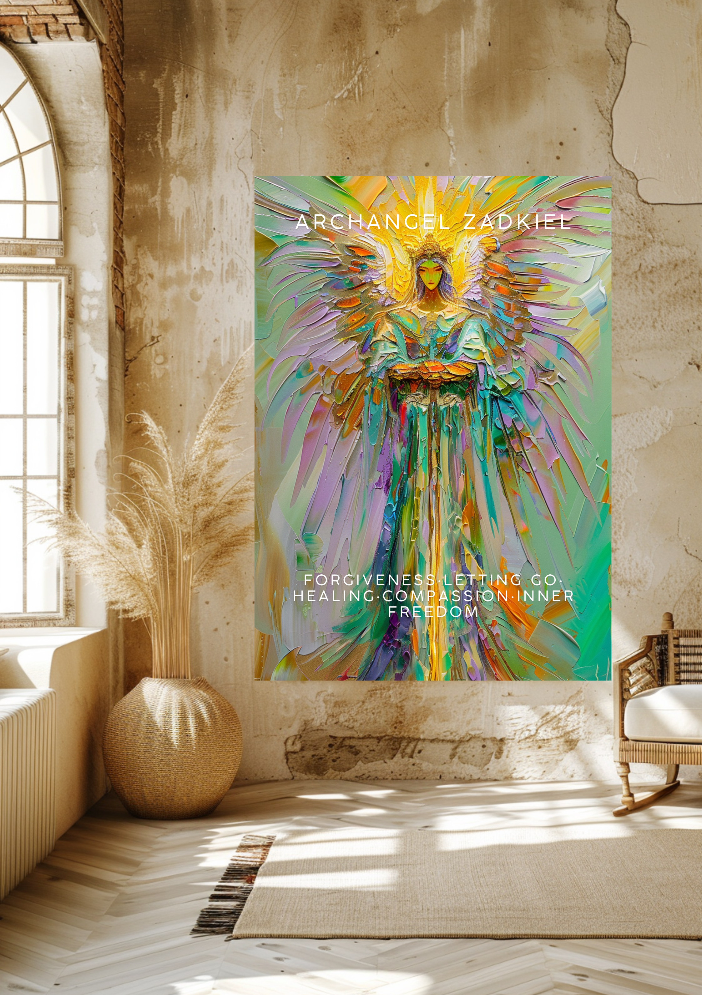 Erzengel Zadkiel Gebet | Spirituelle Wanddeko | Engel der Vergebung & Transformation | Violette Flamme