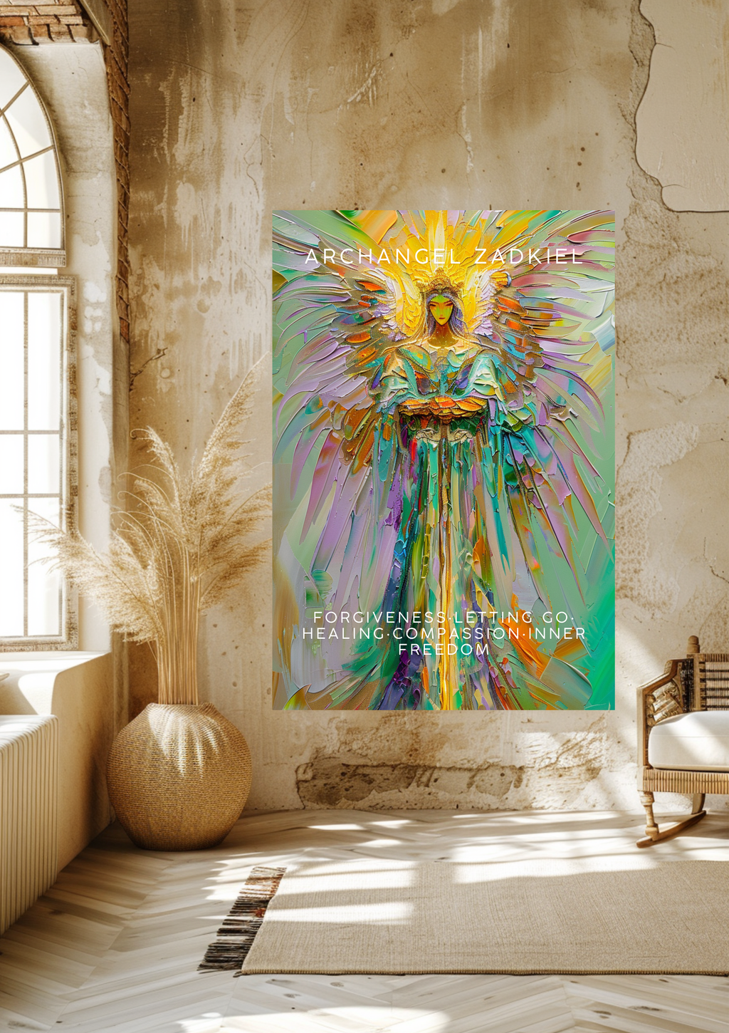 Erzengel Zadkiel Gebet | Spirituelle Wanddeko | Engel der Vergebung & Transformation | Violette Flamme