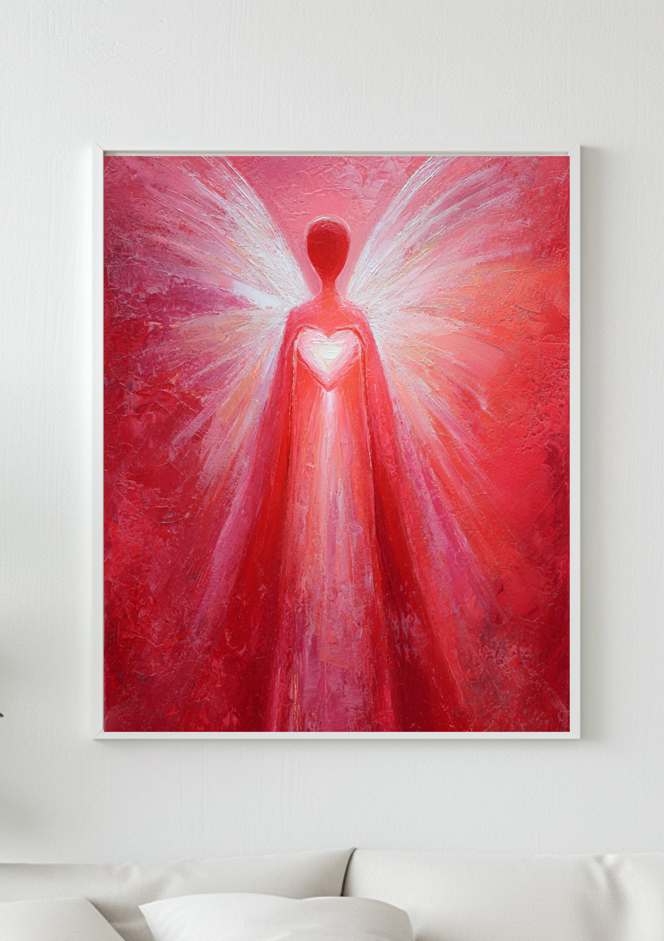 Roter Lichtengel Poster | Strahlender Schutzengel Wandbild | Spirituelle Kunst Druck | Göttliches Licht Engel | Energiekunst Geschenk