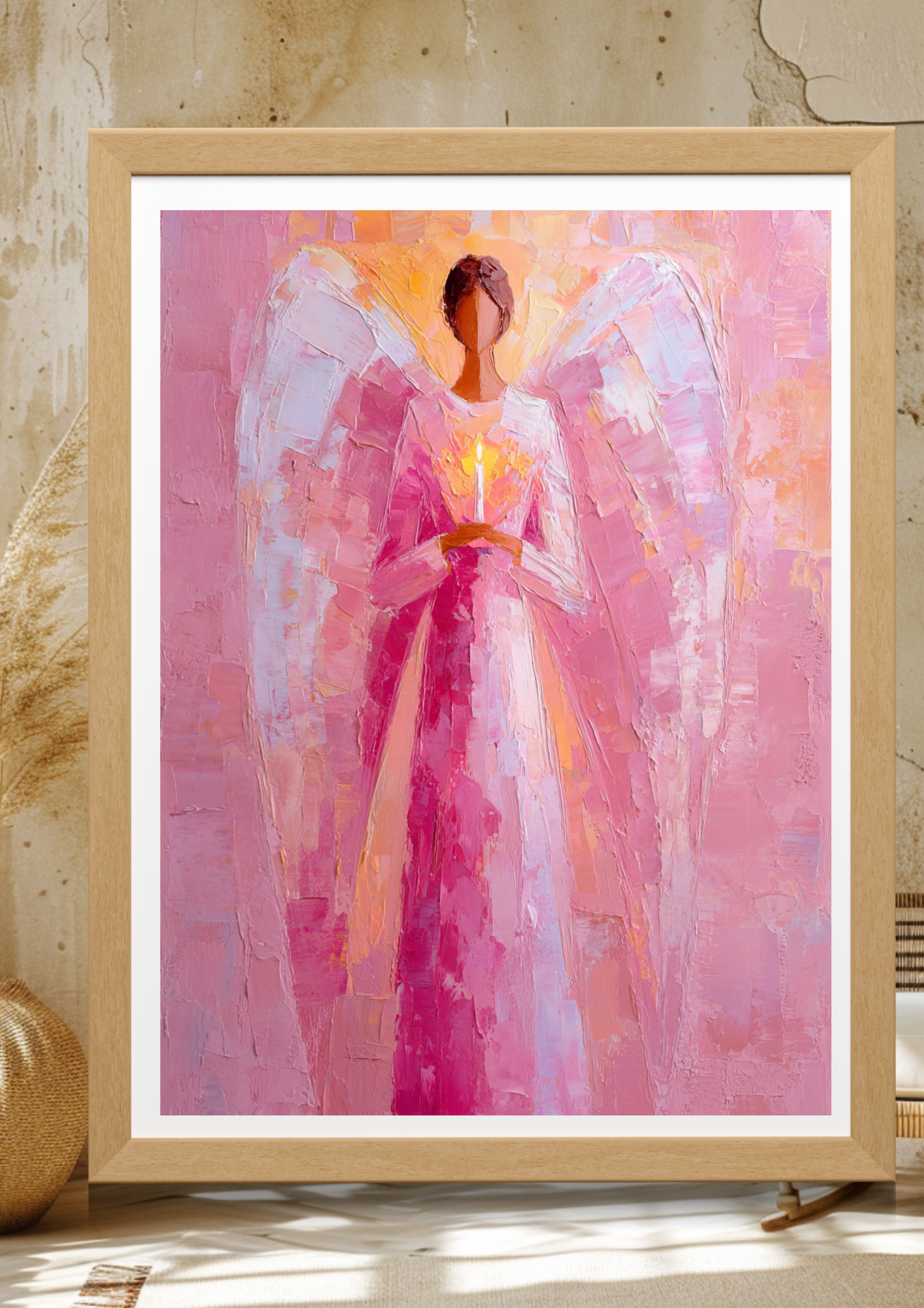 Erzengel Chamuel Poster – Rosa Engel Kunst | Spirituelle Wandkunst voller Liebe, Herzenergie & Harmonie